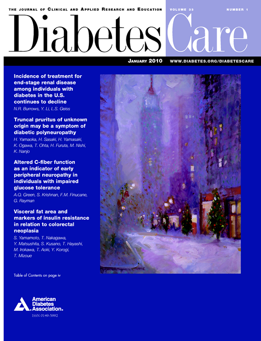 Diabetes Care Cover Image for Volume 33, Issue 1