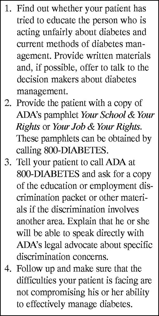 . What Should You Do If You Think a Patient Is Being Discriminated Against Because of Diabetes?