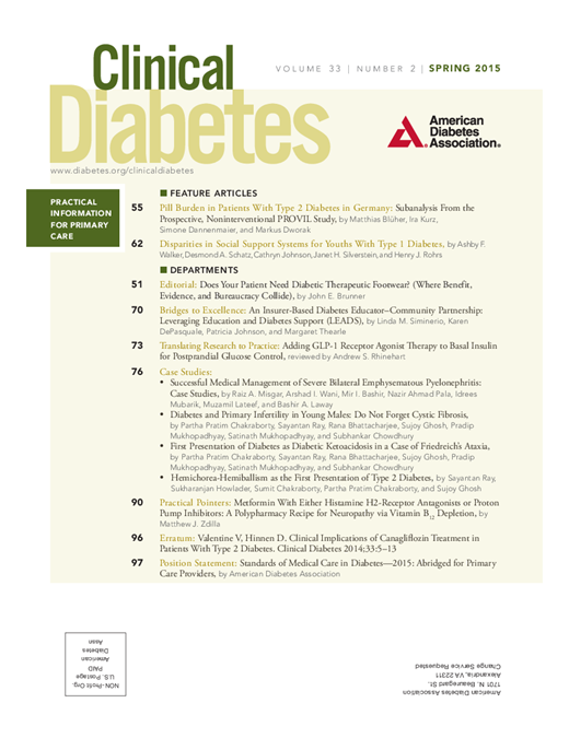 Clinical Diabetes Cover Image for Volume 33, Issue 2