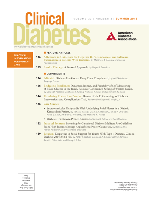 Clinical Diabetes Cover Image for Volume 33, Issue 3