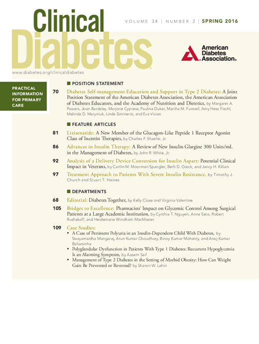 Clinical Diabetes Cover Image for Volume 34, Issue 2