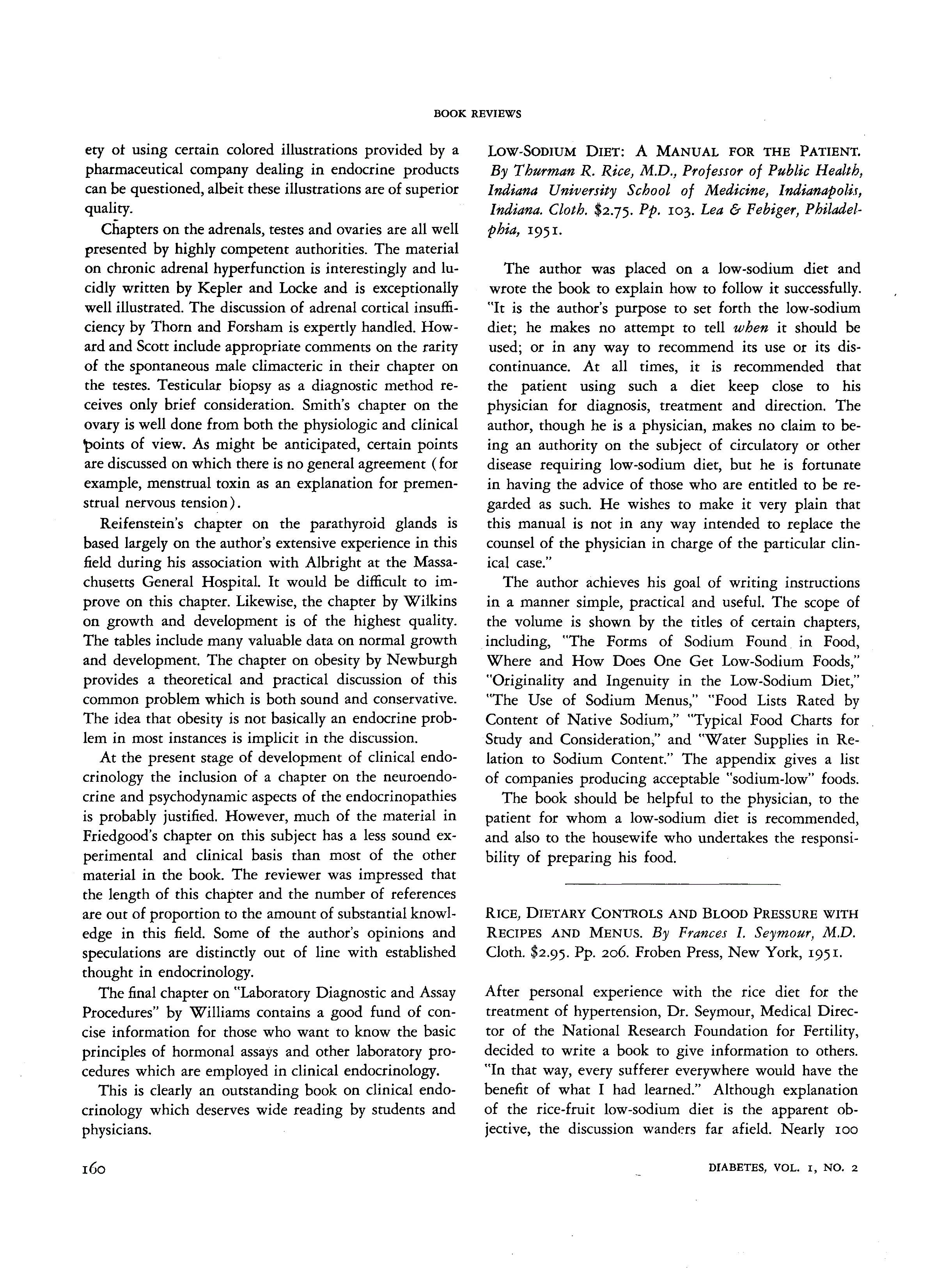 First page of Rice, Dietary Controls and Blood Pressure with Recipes and Menus