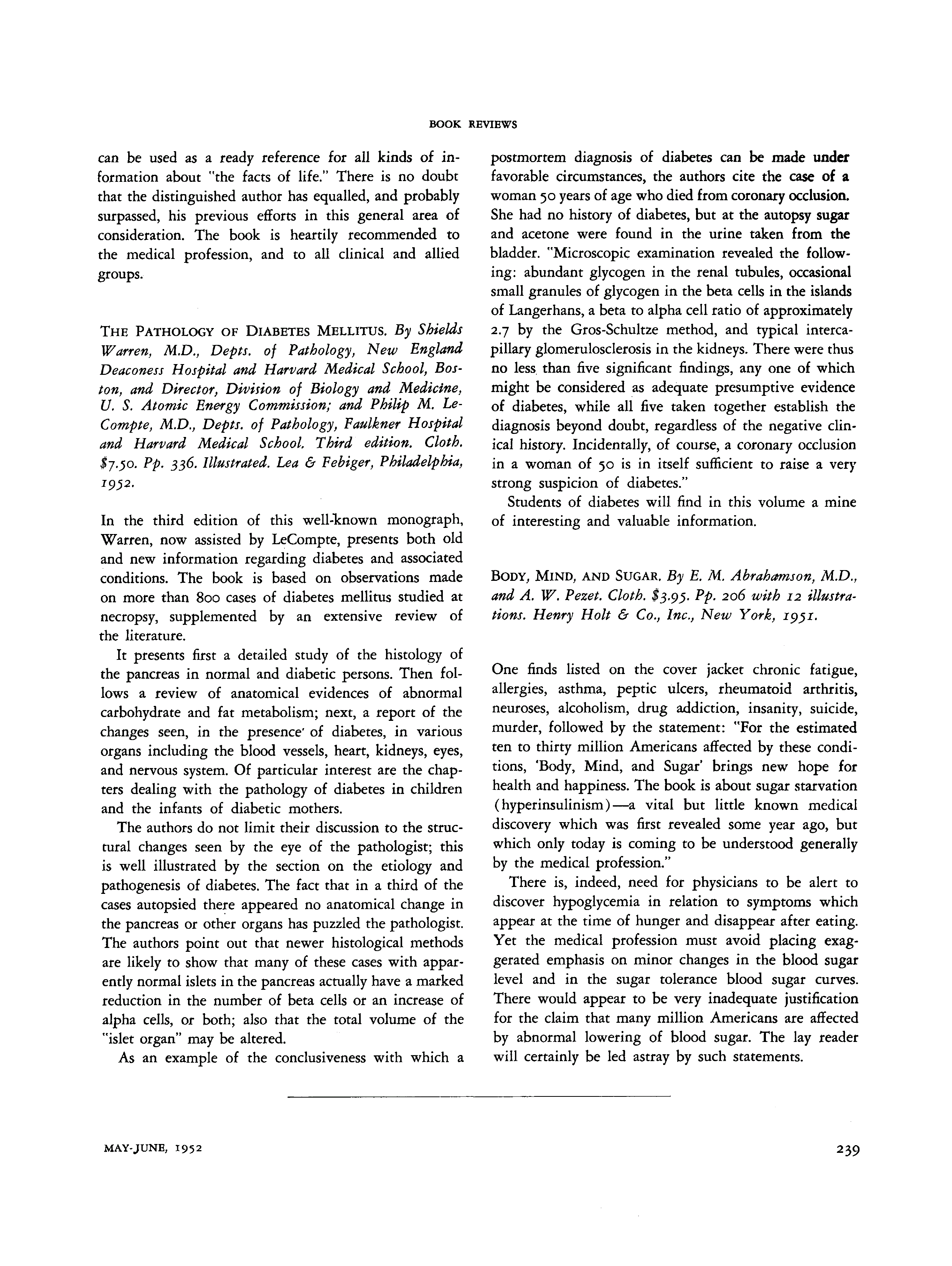 First page of The Pathology of Diabetes Mellitus