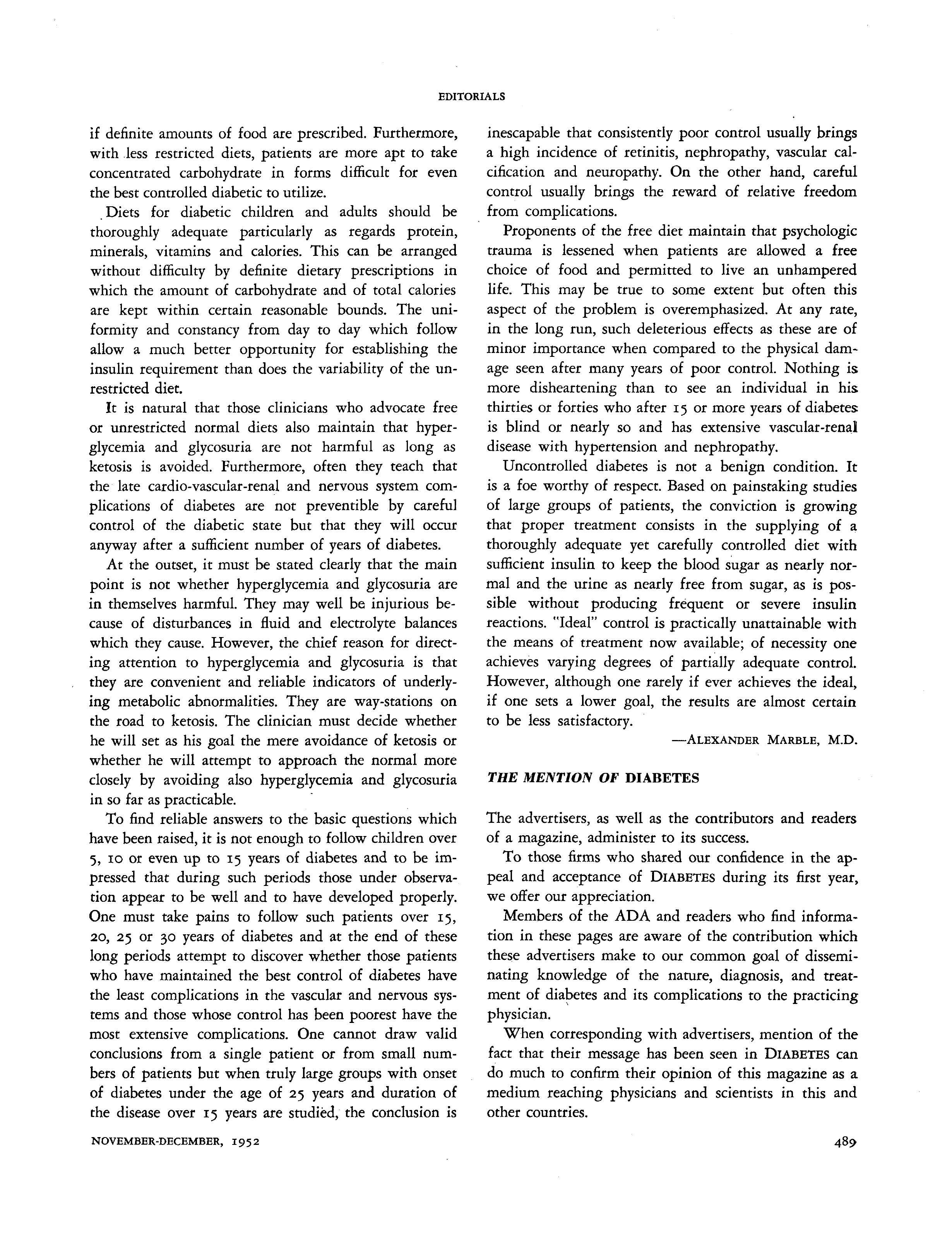 First page of The Mention of Diabetes