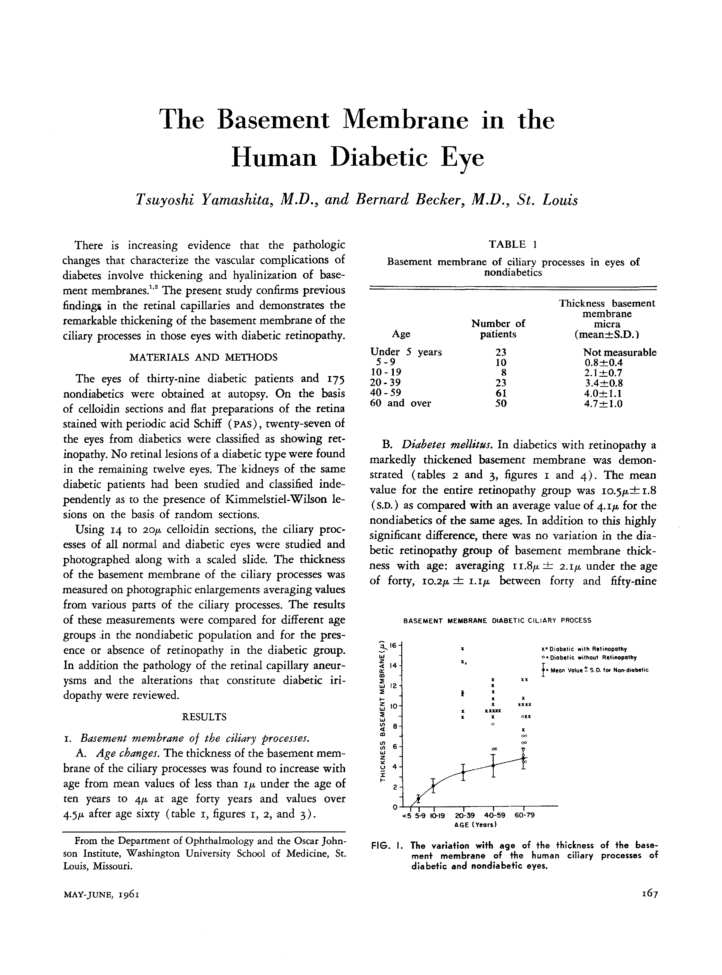 First page of The Basement Membrane in the Human Diabetic Eye