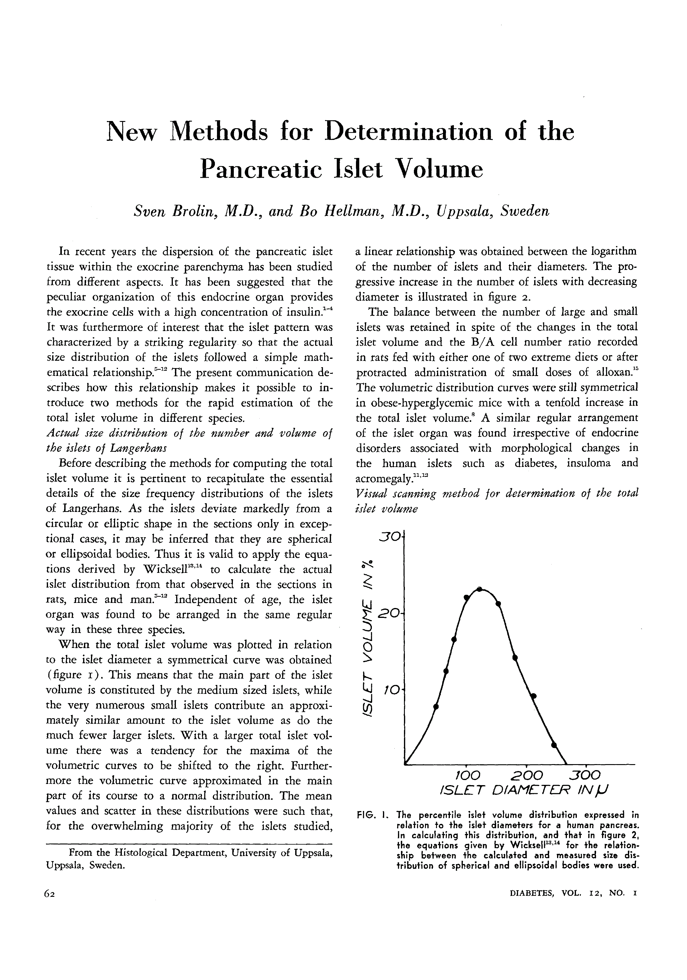 First page of New Methods for Determination of the Pancreatic Islet Volume