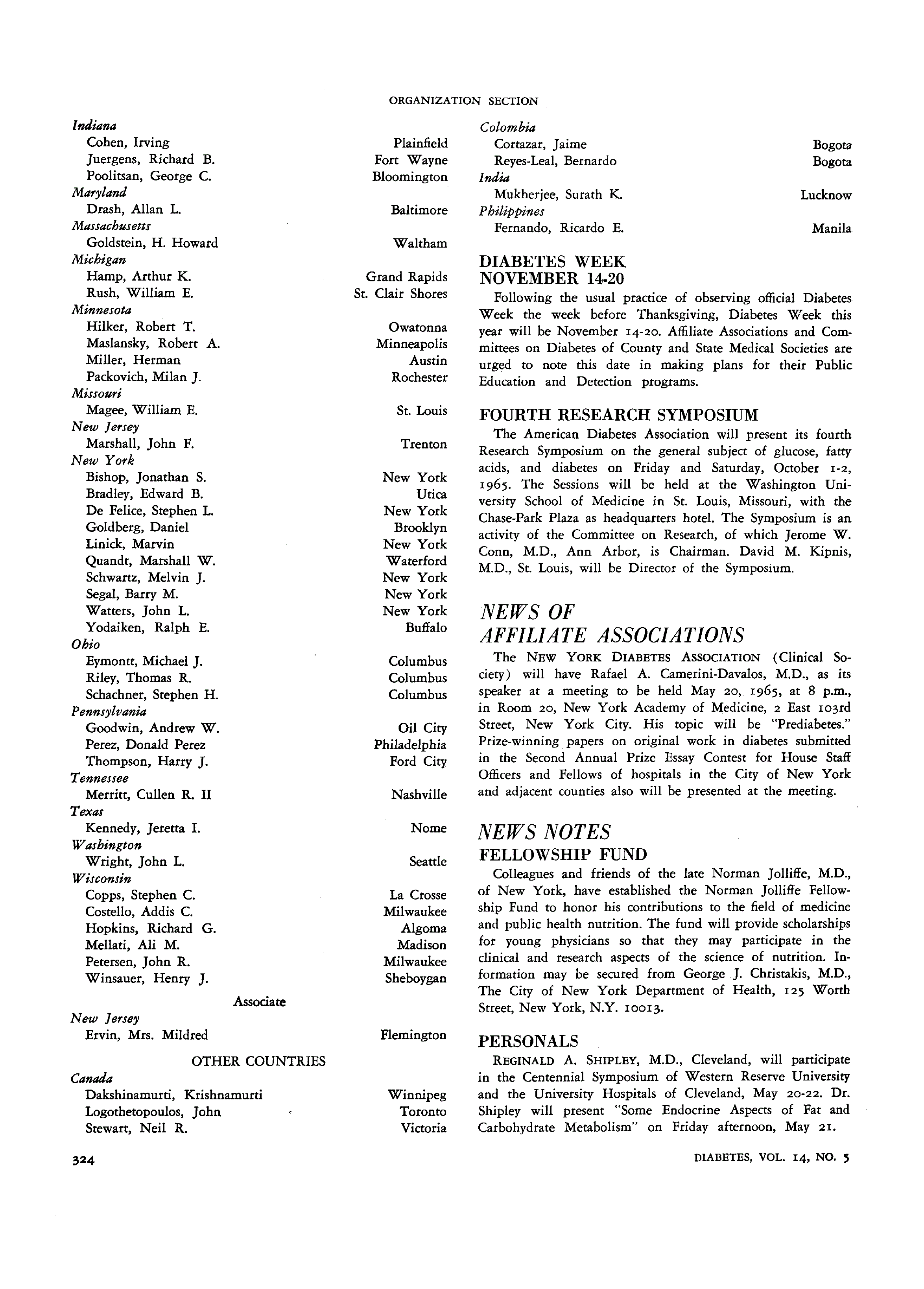 First page of News of Affiliate Associations