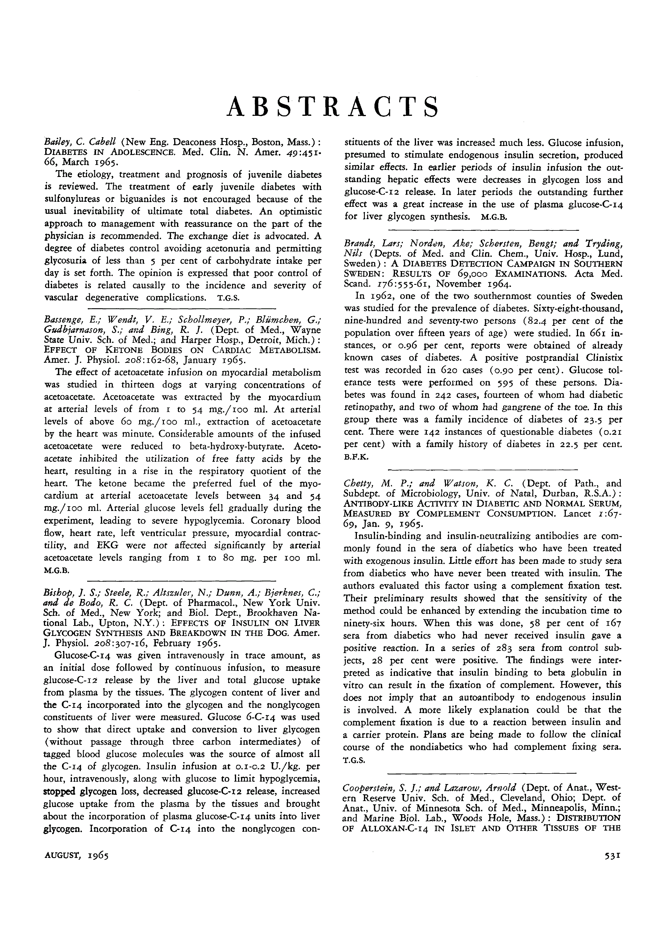 First page of Abstracts