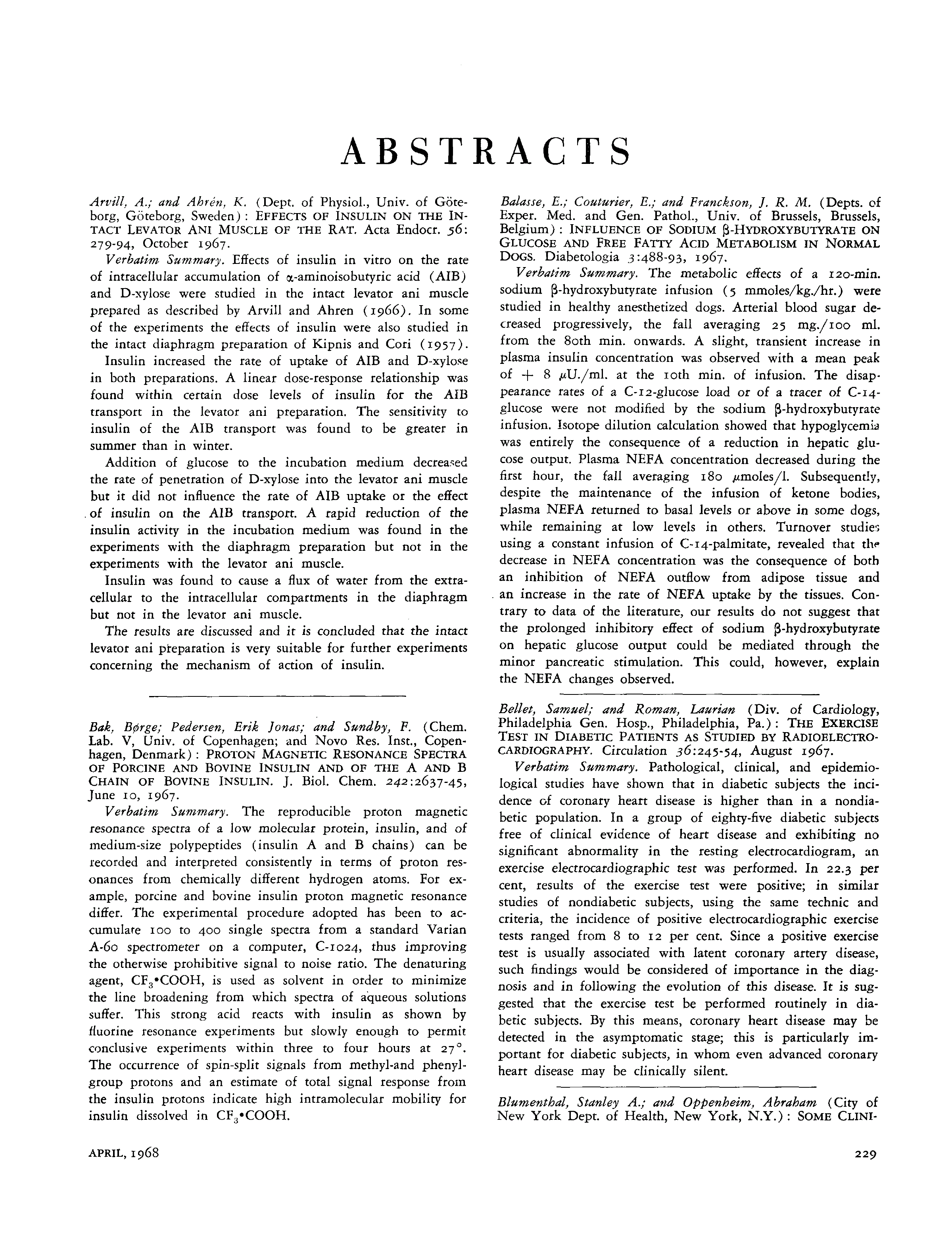 First page of Abstracts