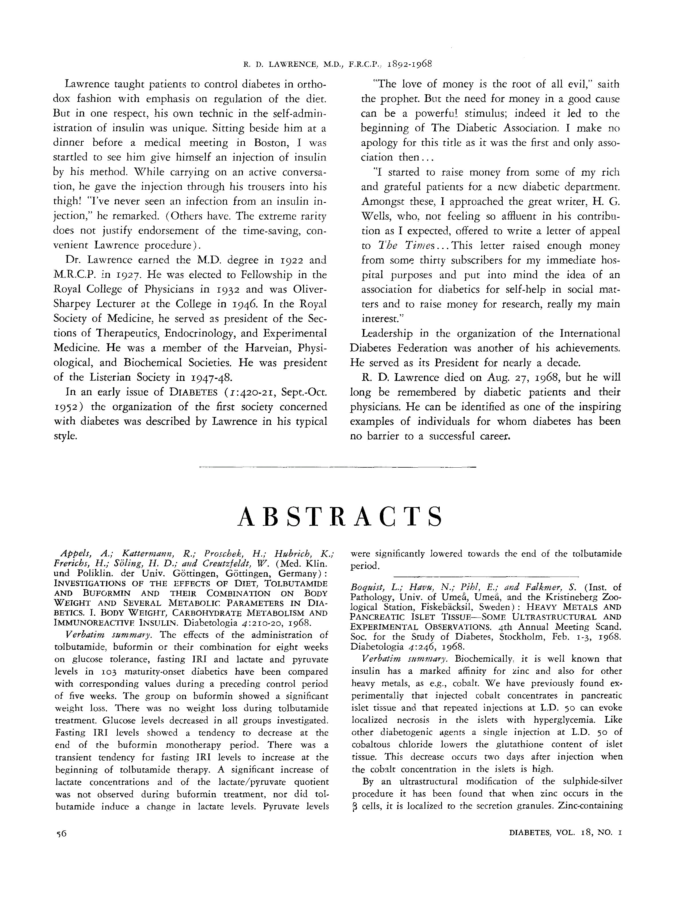 First page of Abstracts