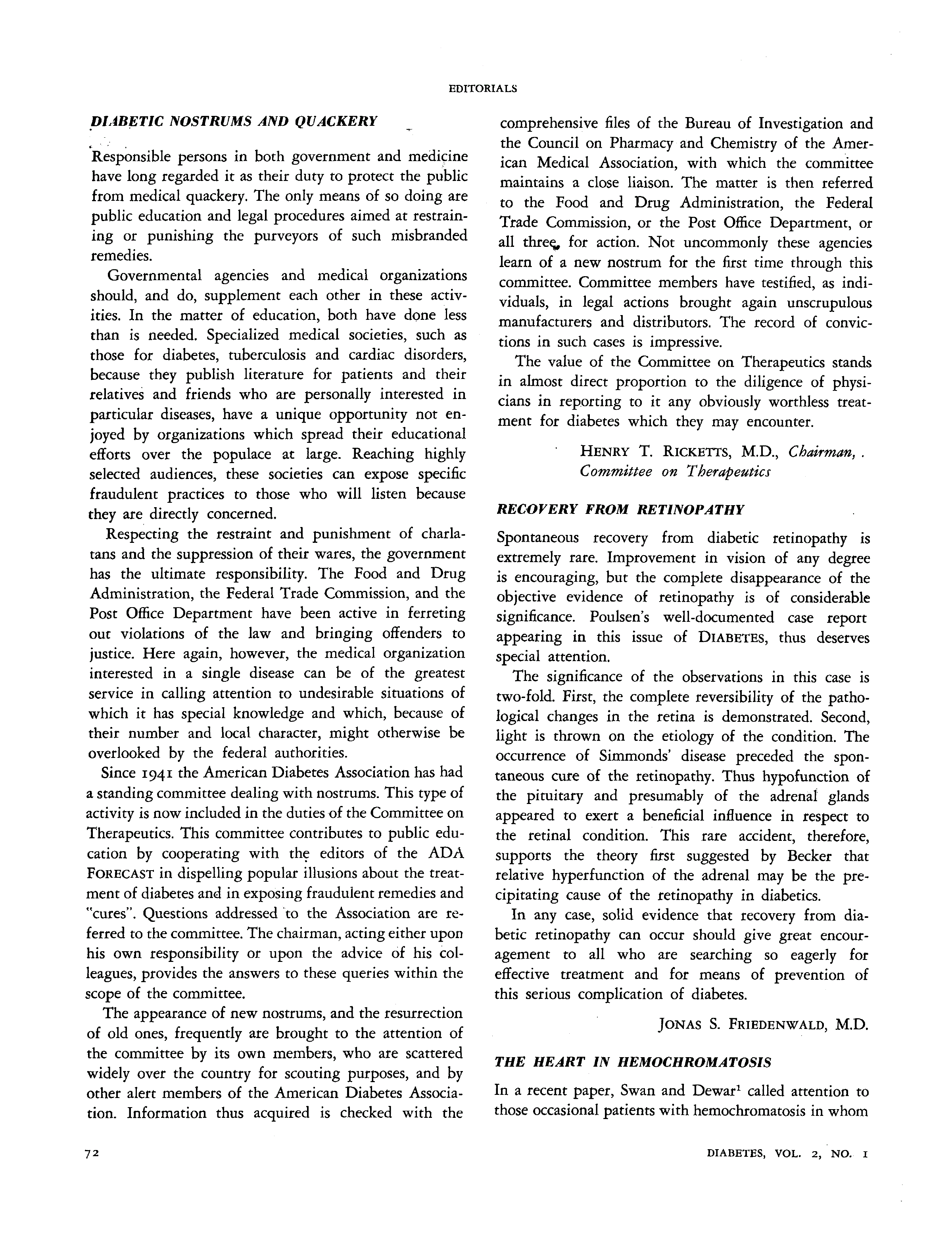 First page of Diabetic Nostrums and Quackery