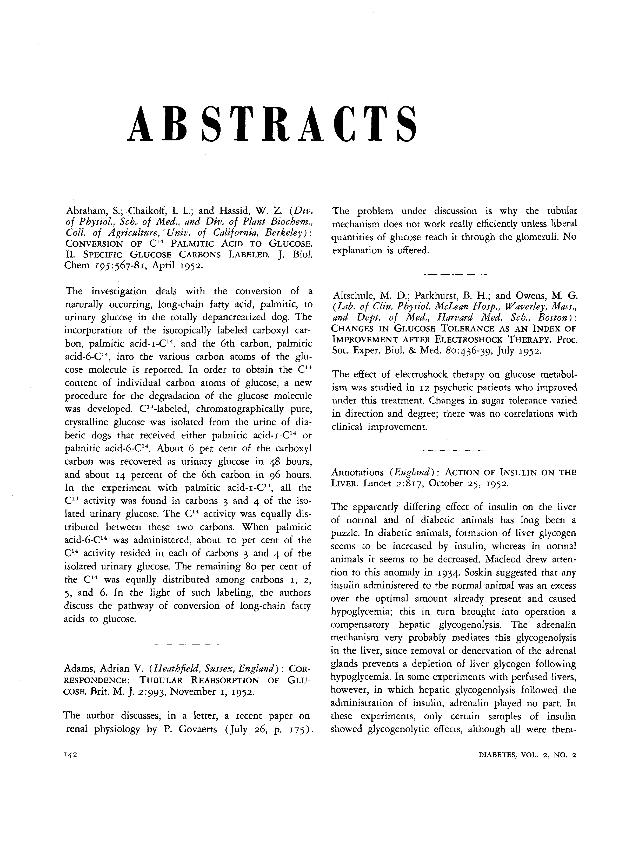 First page of Abstracts