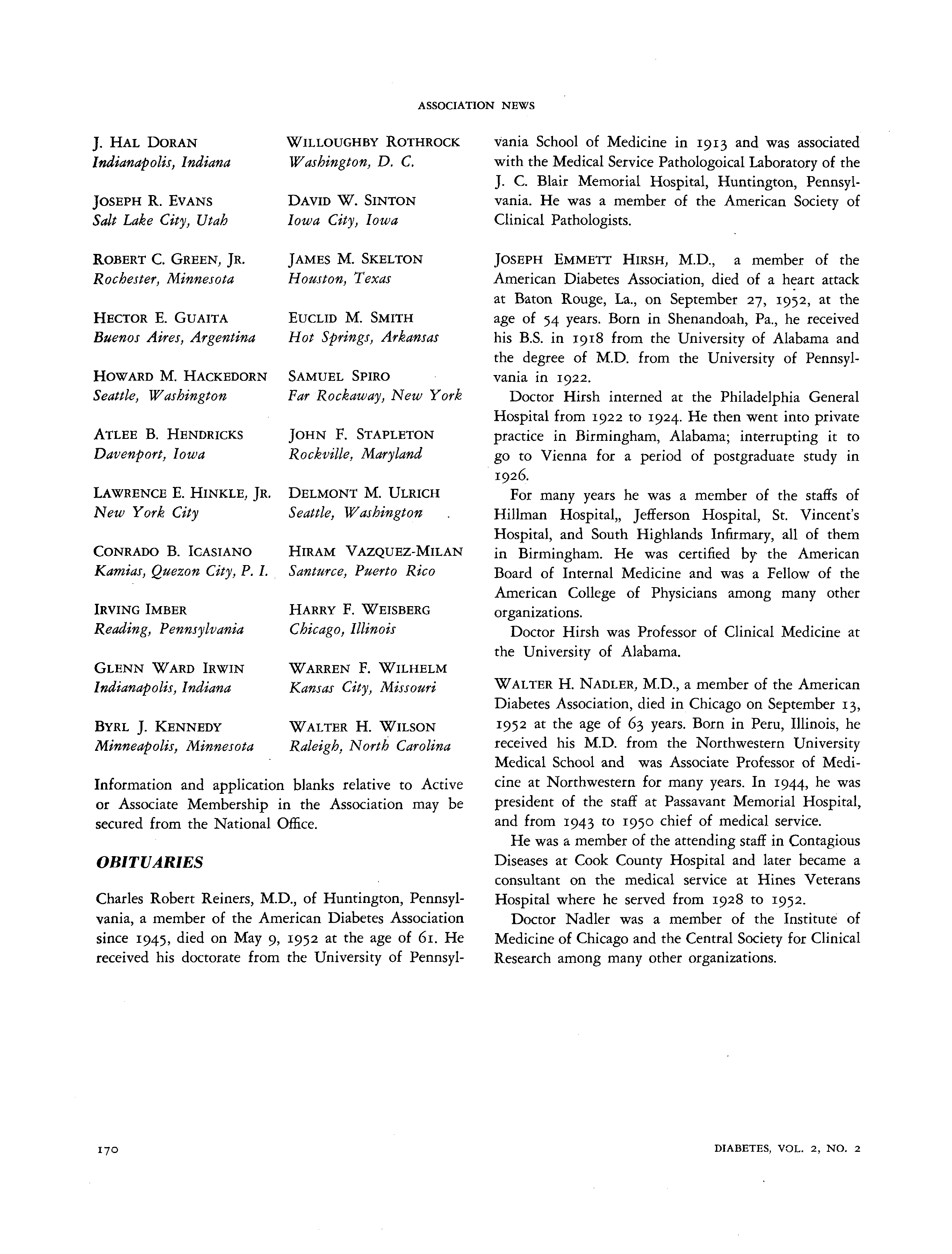 First page of Obituaries