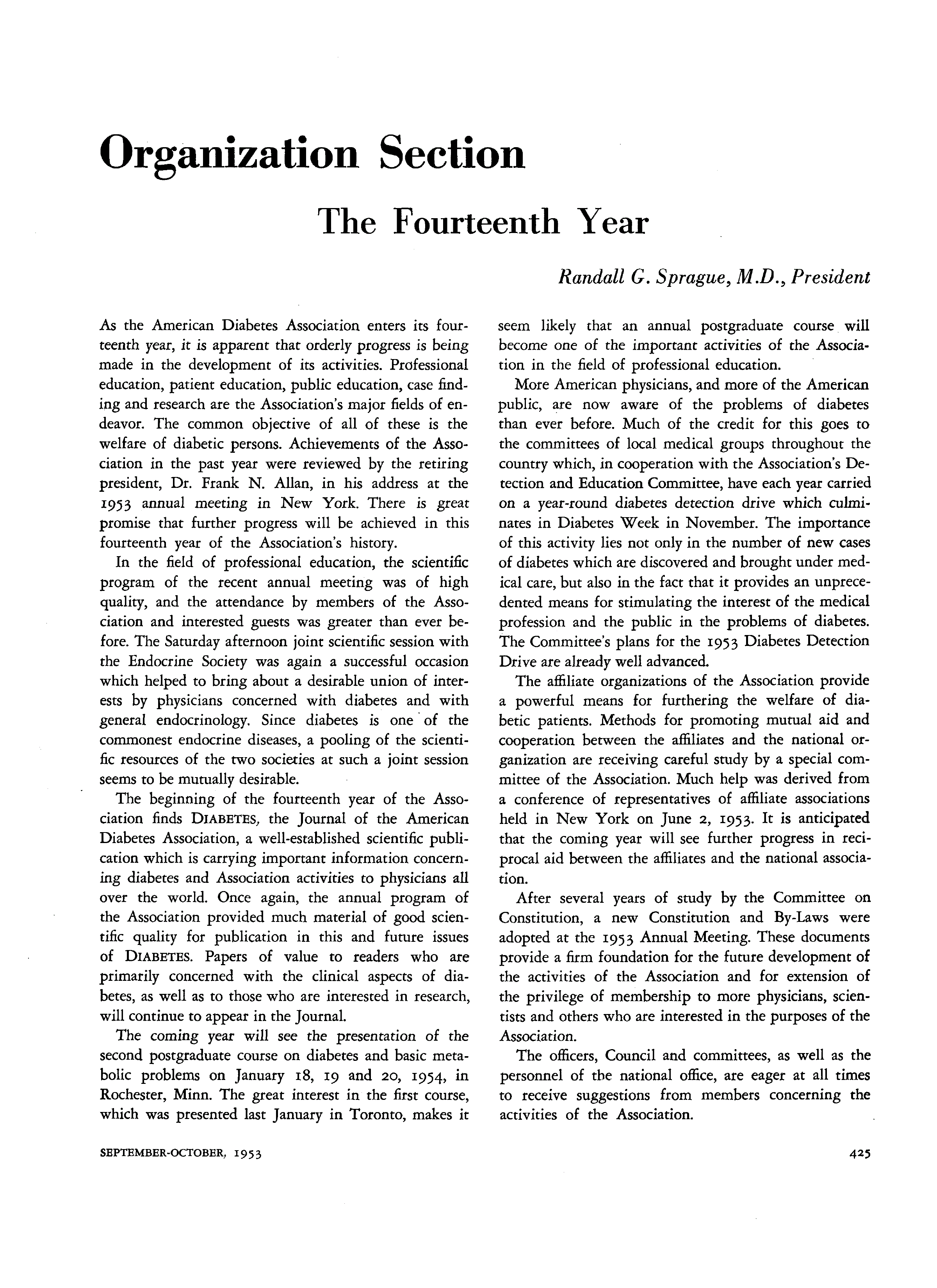 First page of Organization Section