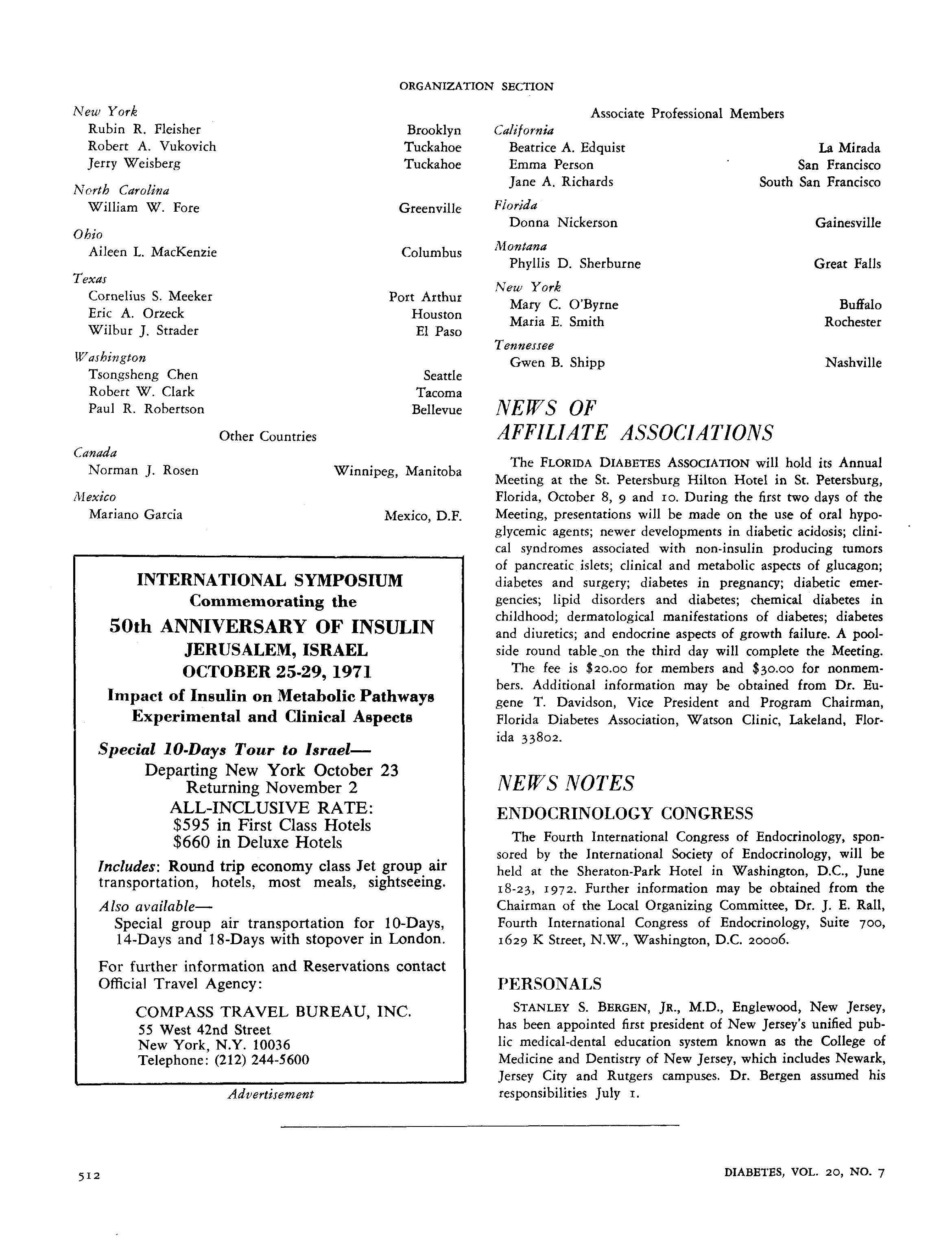 First page of News of Affiliate Associations