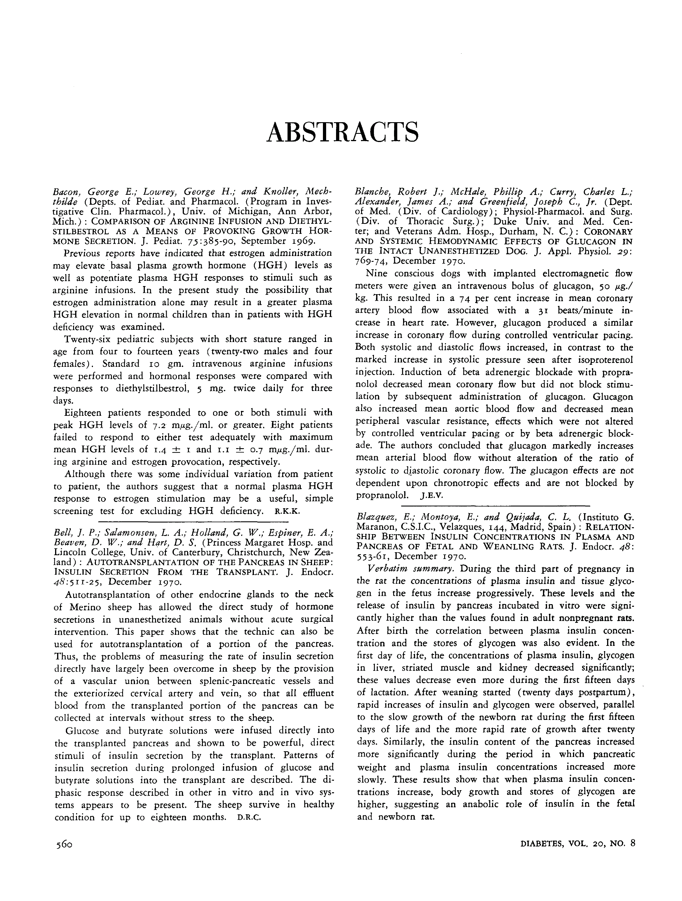 First page of Abstracts