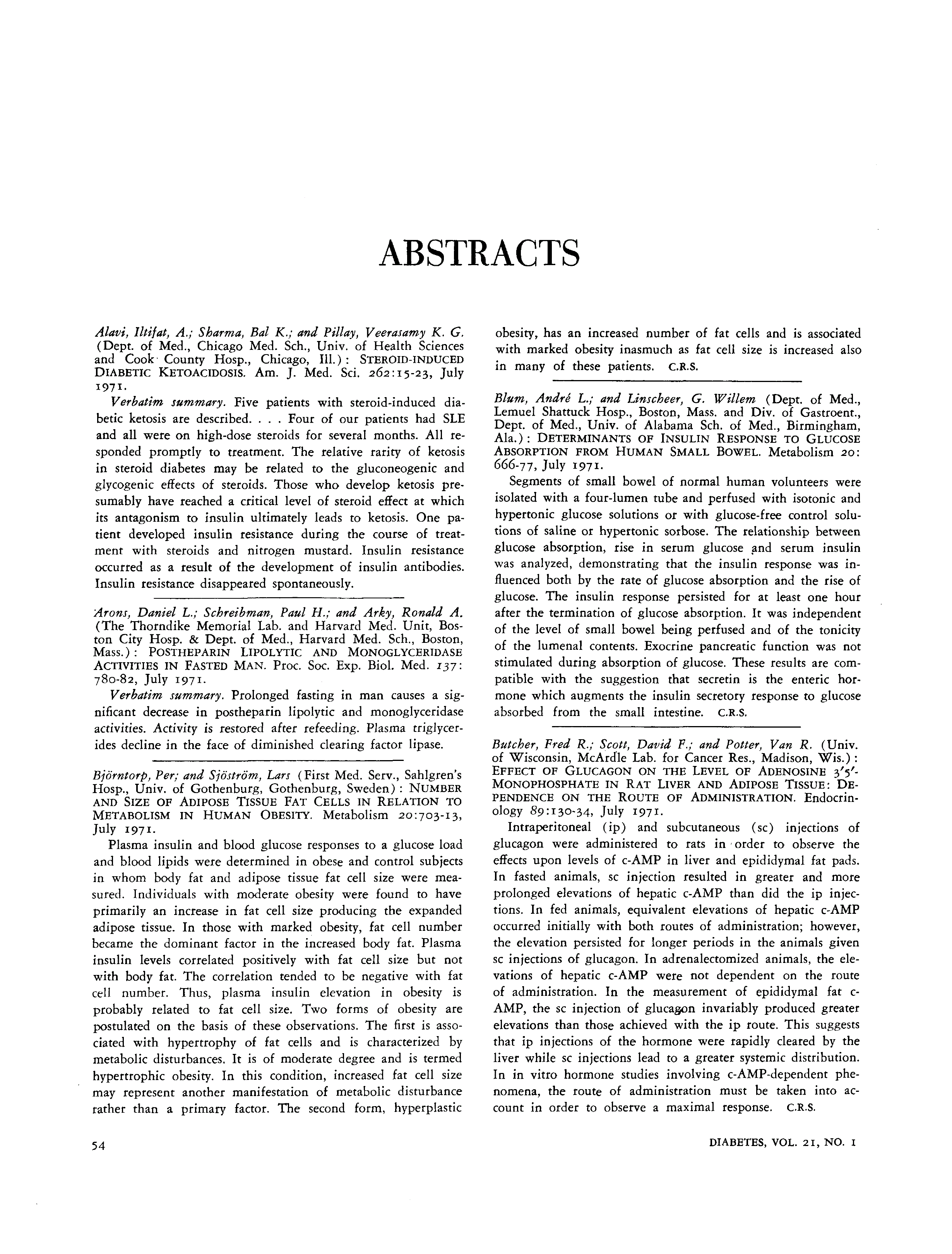 First page of Abstracts