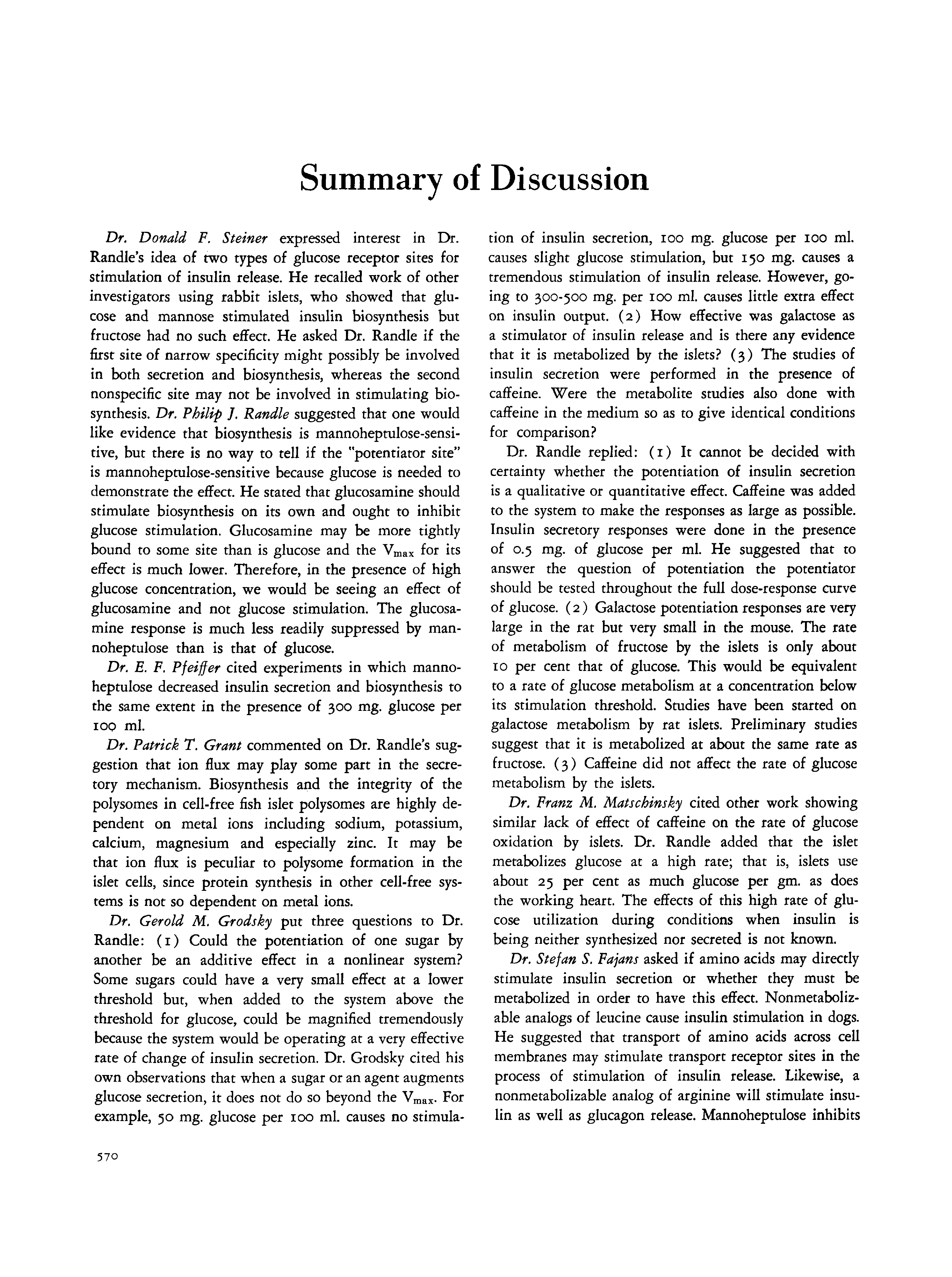 First page of Summary of Discussion