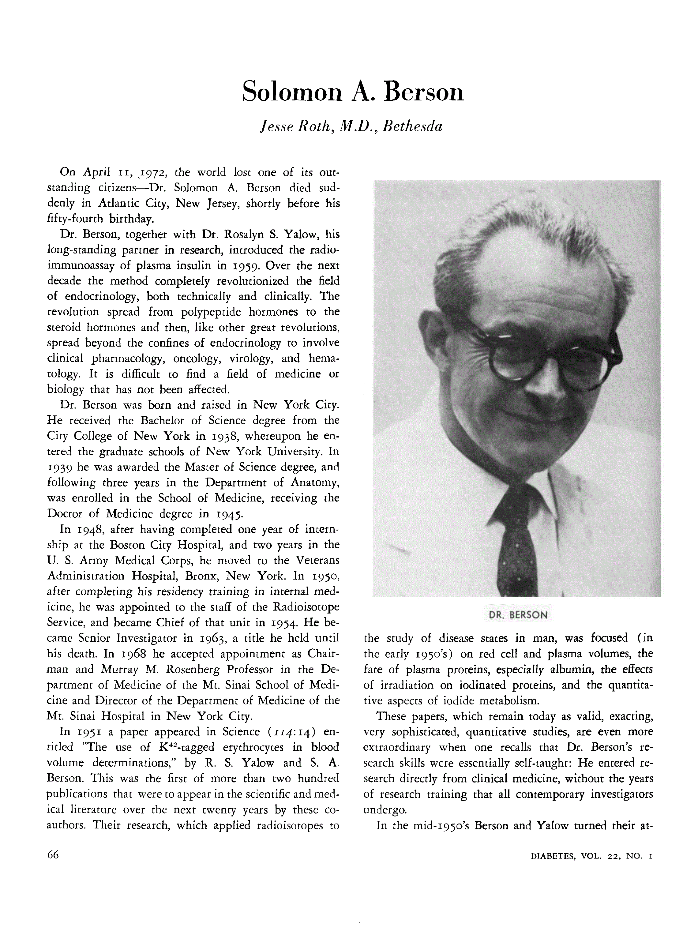 First page of Solomon A. Berson