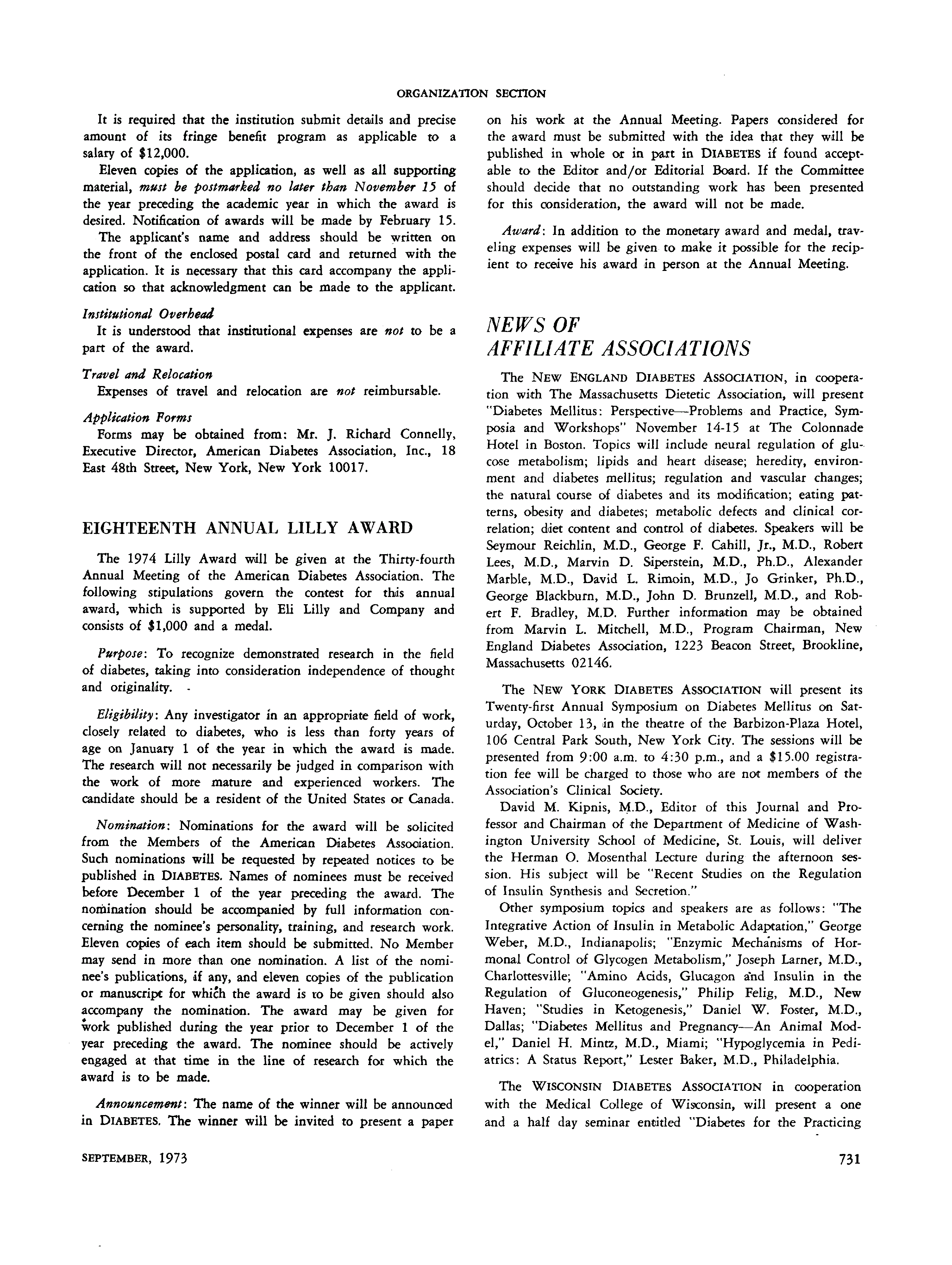First page of News of Affiliate Associations