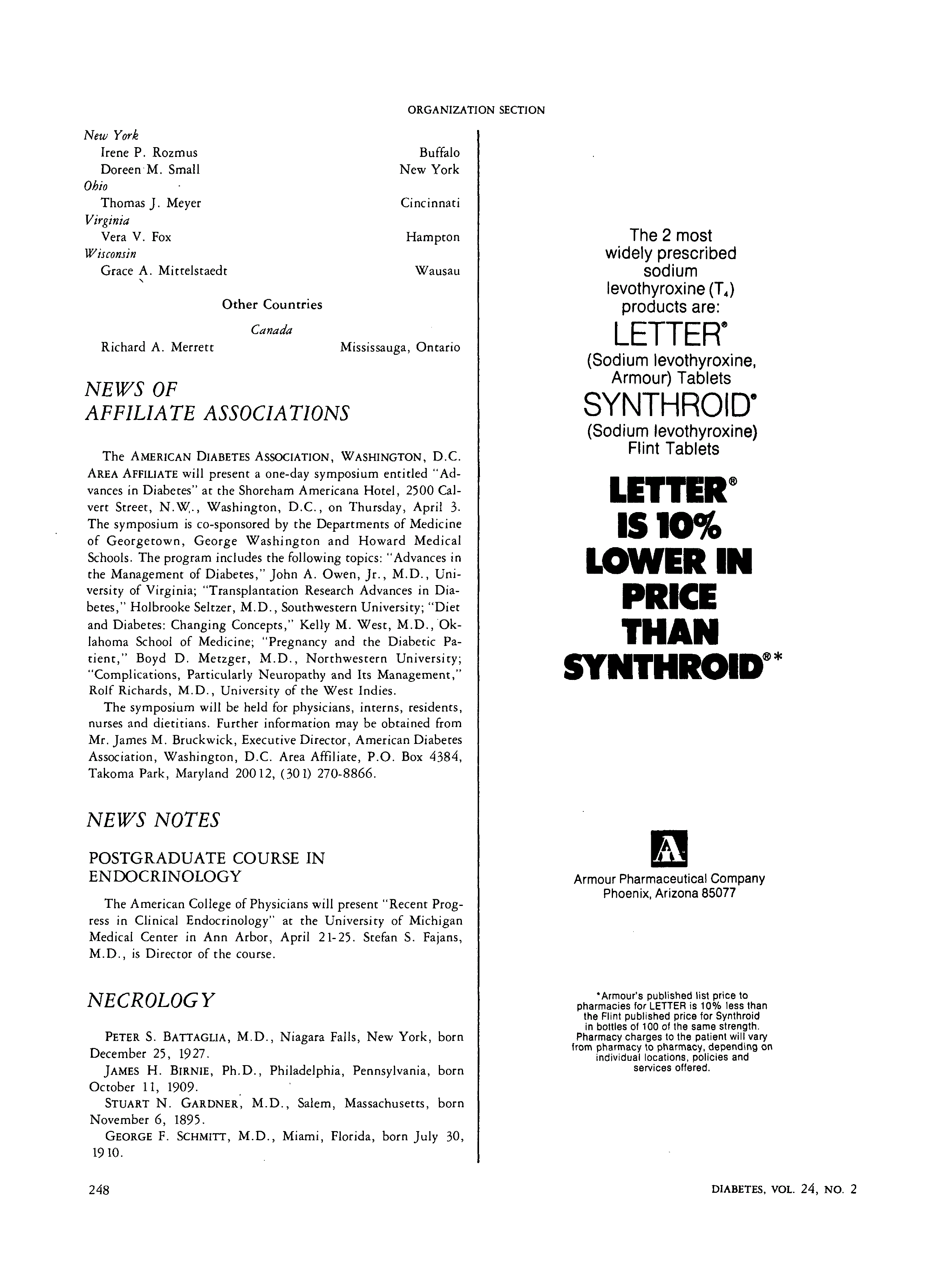 First page of News of Affiliate Associations