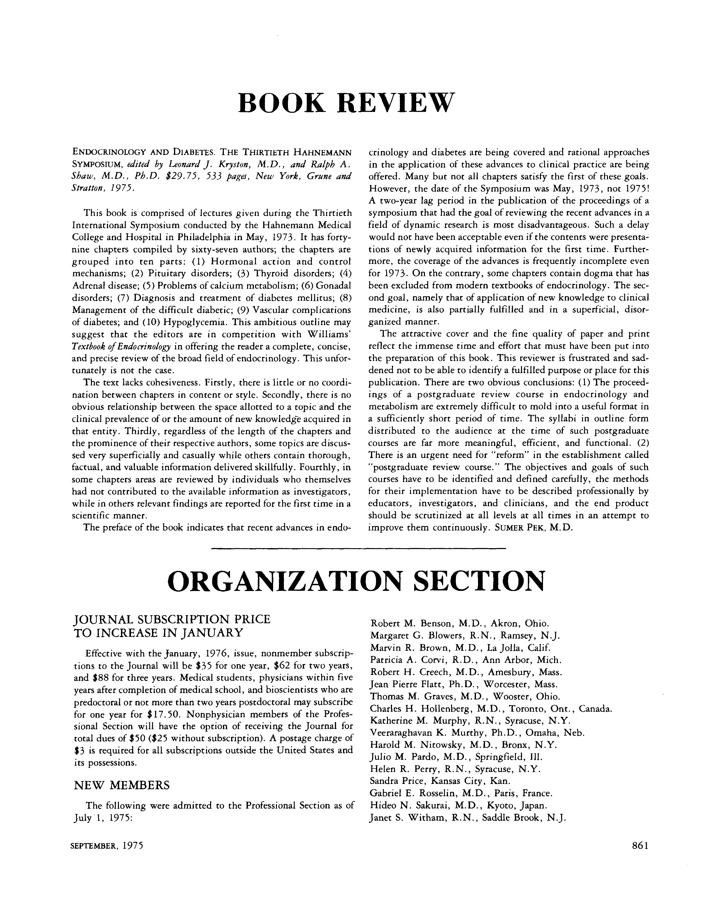 First page of Endocrinology and Diabetes. The Thirtieth Hahnemann Symposium