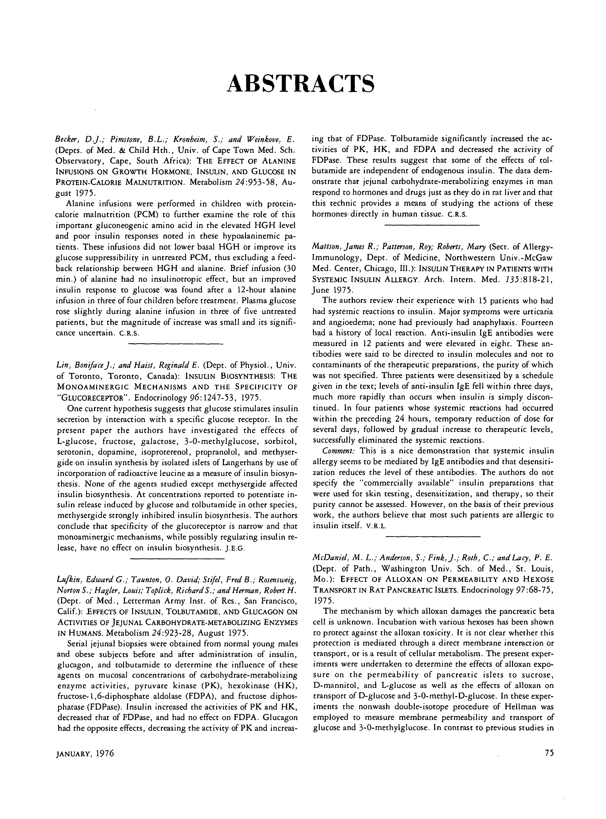 First page of Abstracts