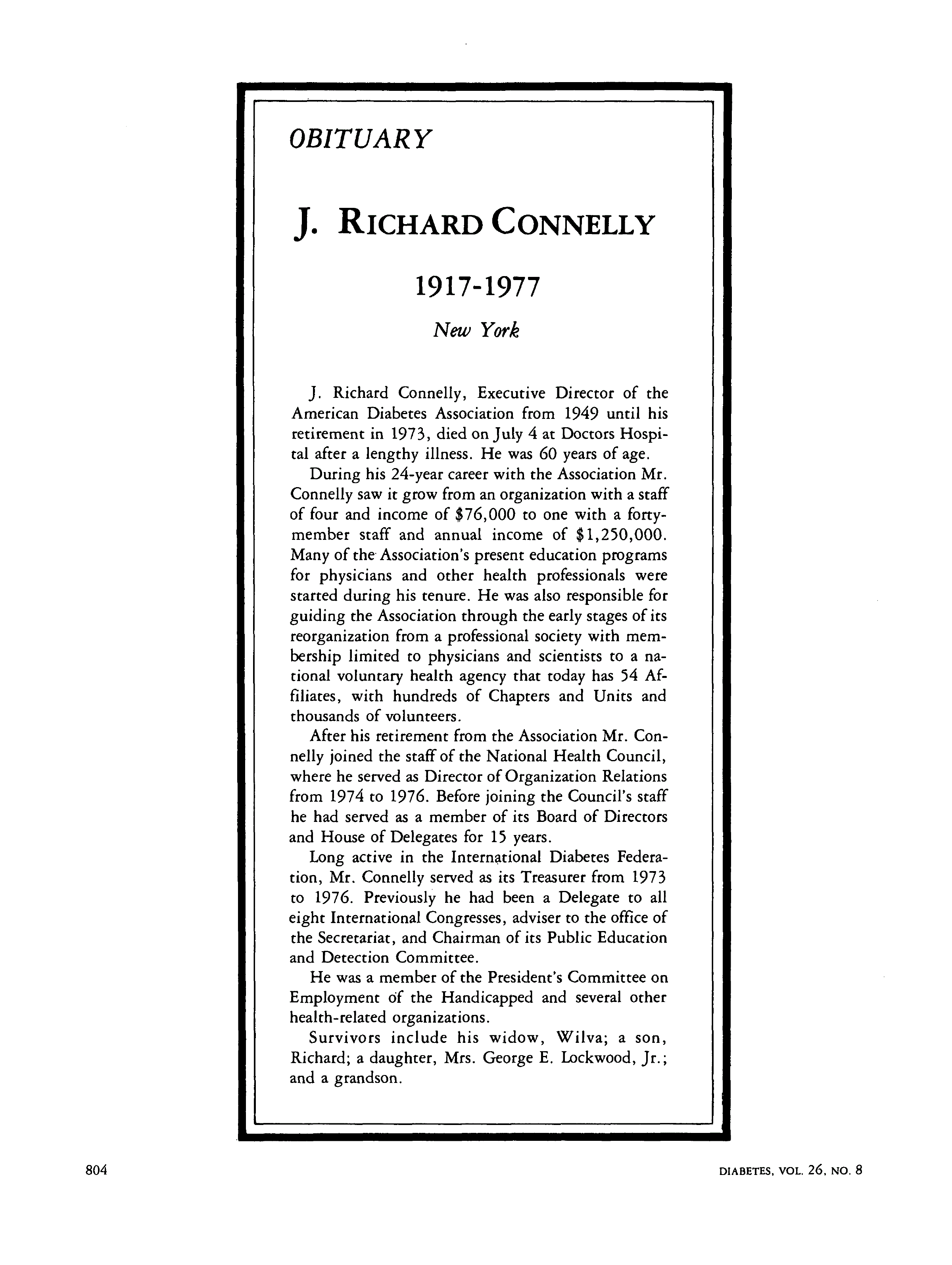 First page of J. Richard Connelly 1917-1977 New York