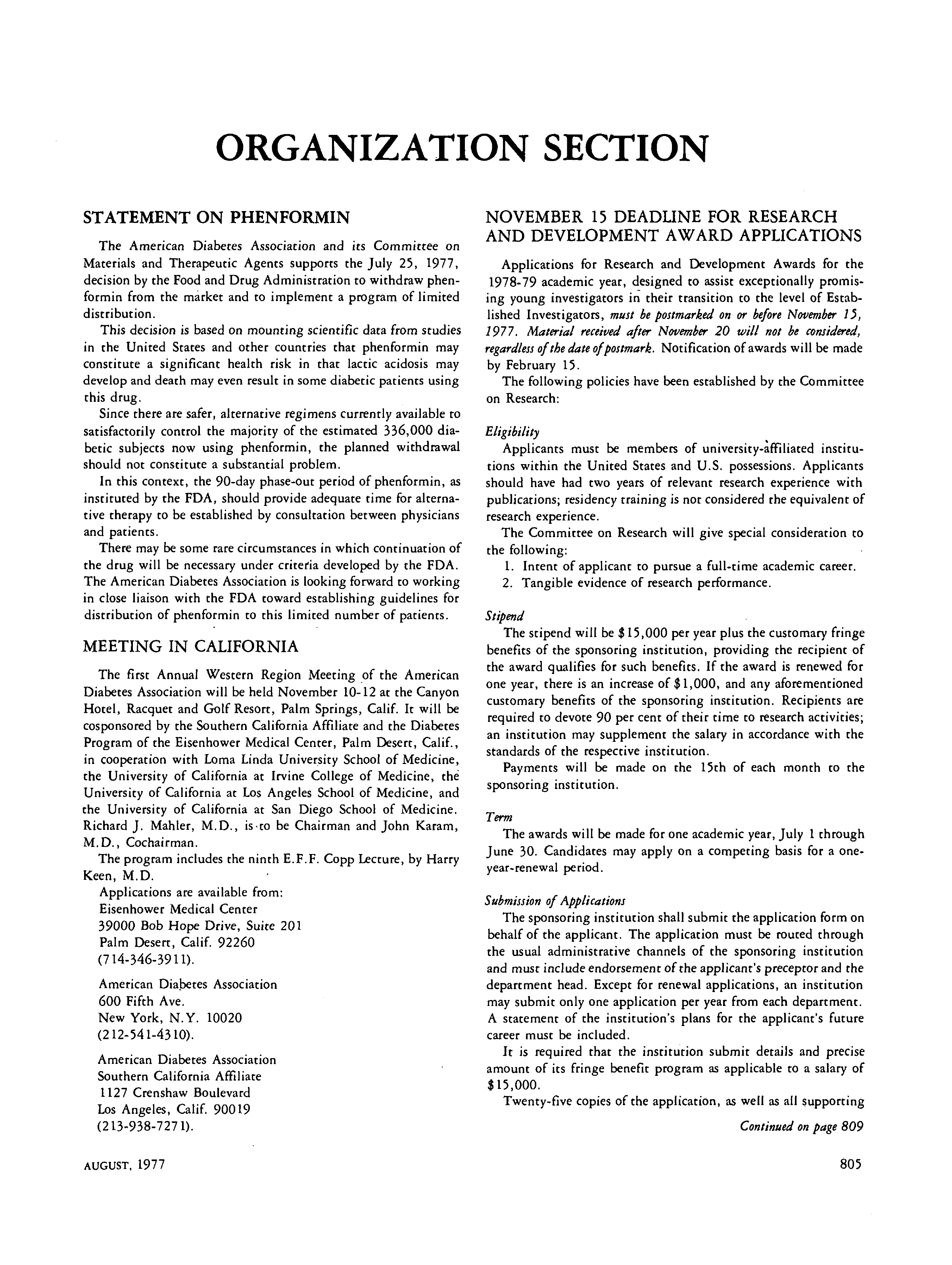 First page of Organization Section