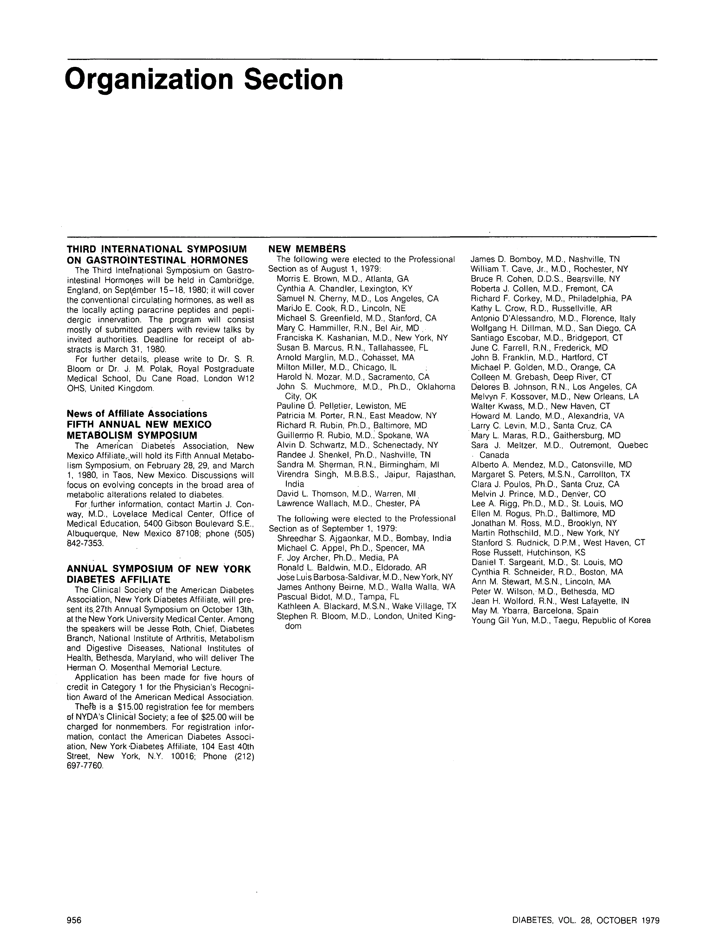 First page of News of Affiliate Associations: Fifth Annual New Mexico Metabolism Symposium