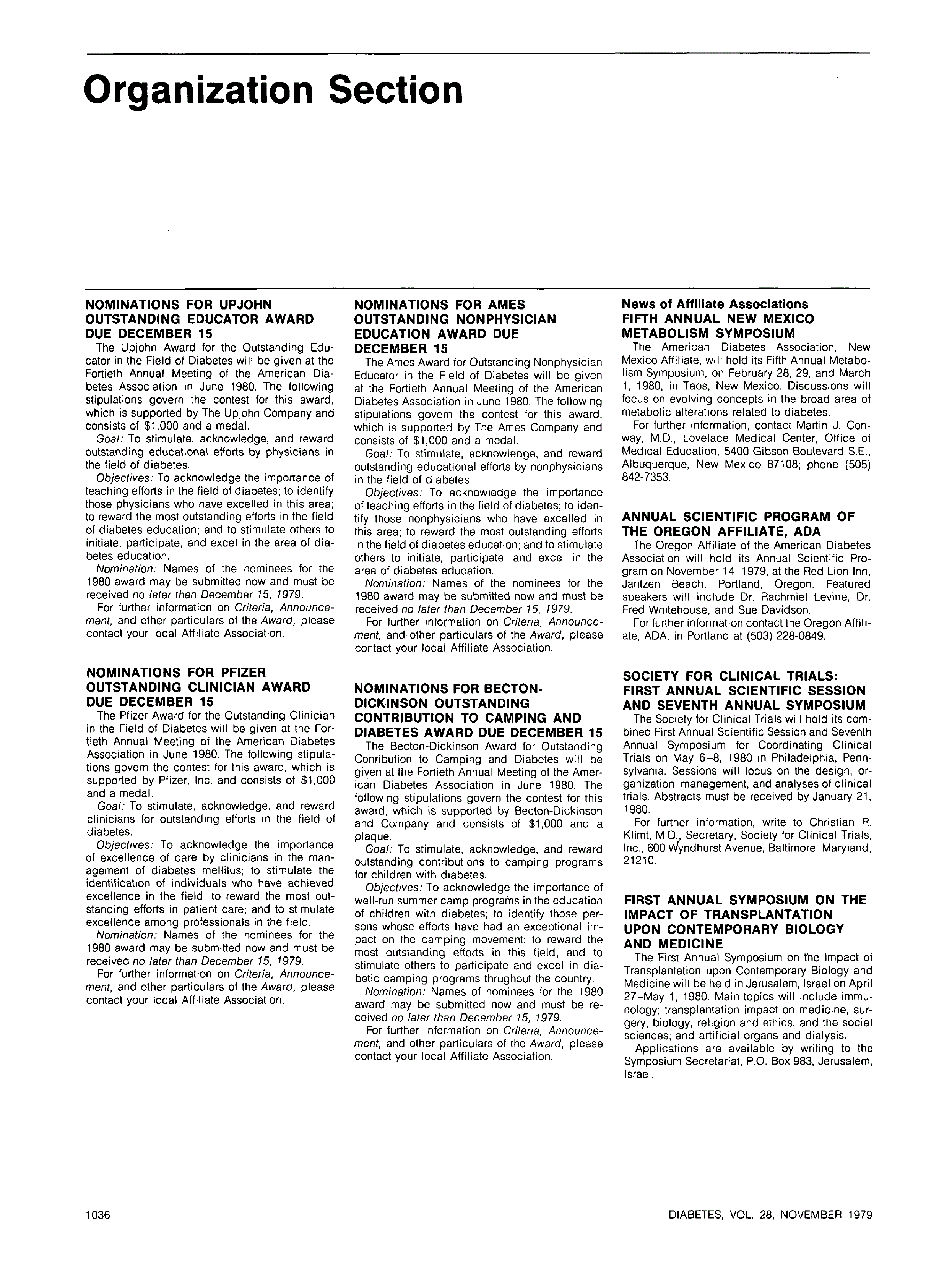 First page of Organization Section