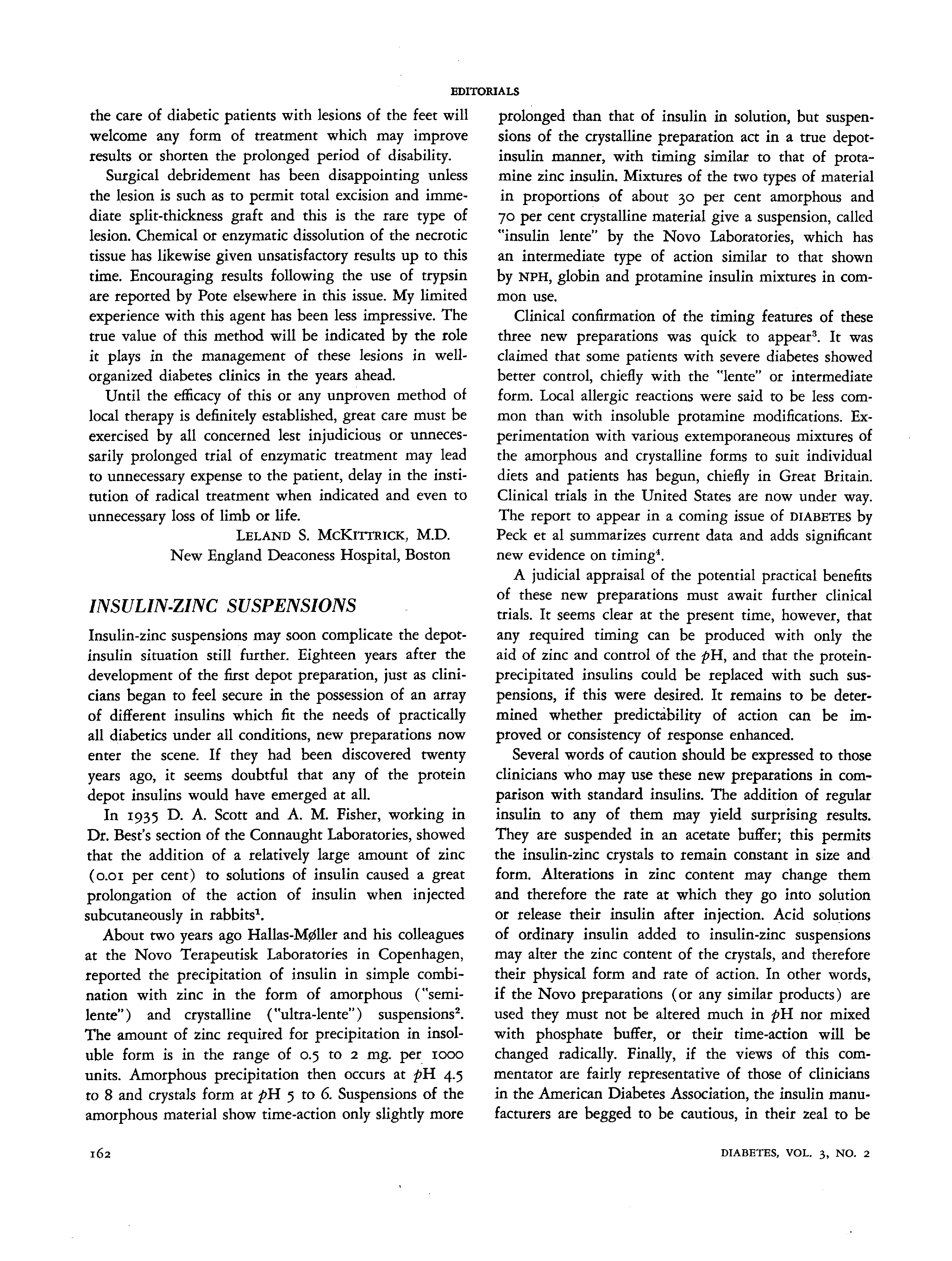 First page of Insulin-Zinc Suspensions