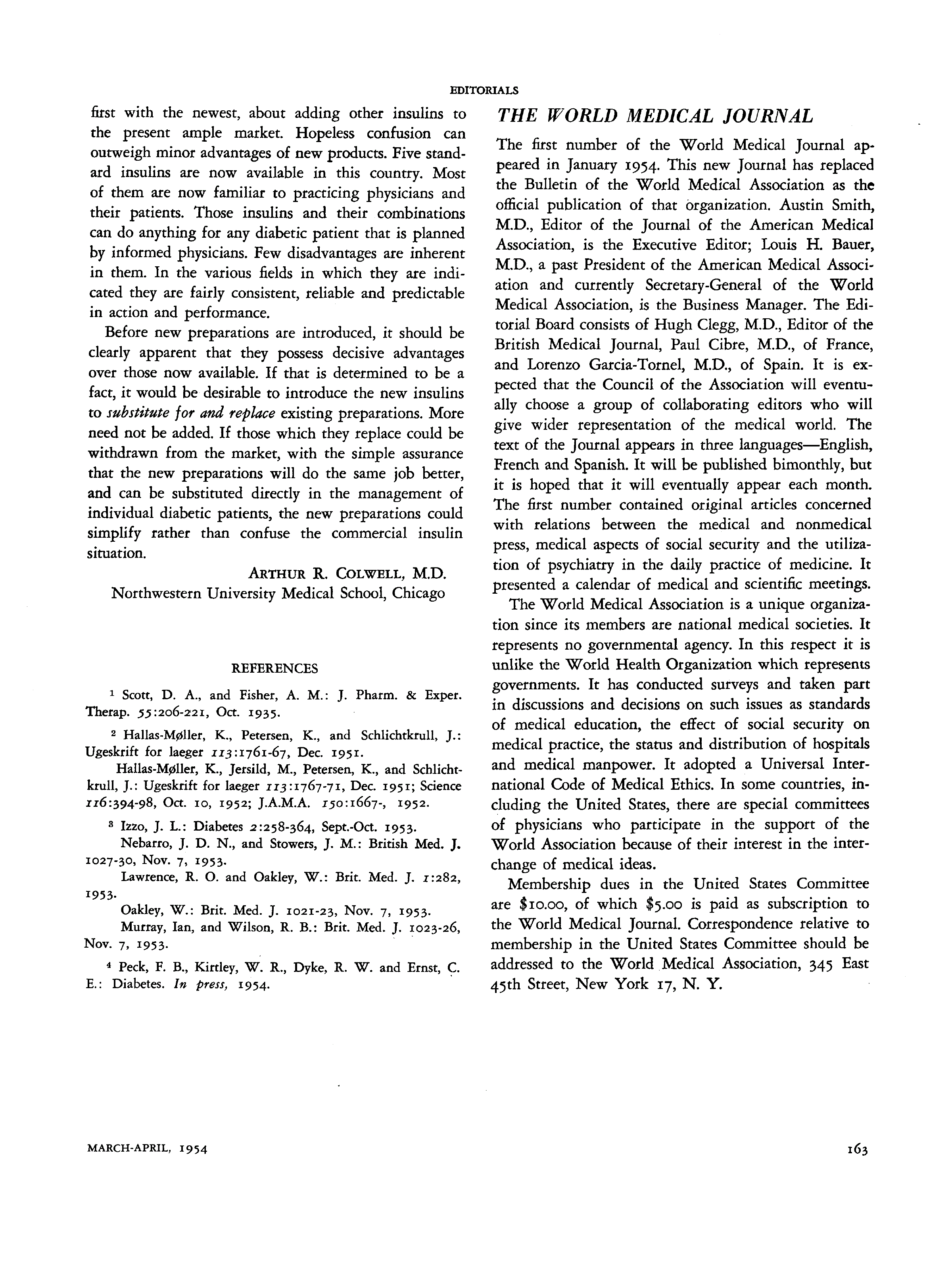 First page of The World Medical Journal