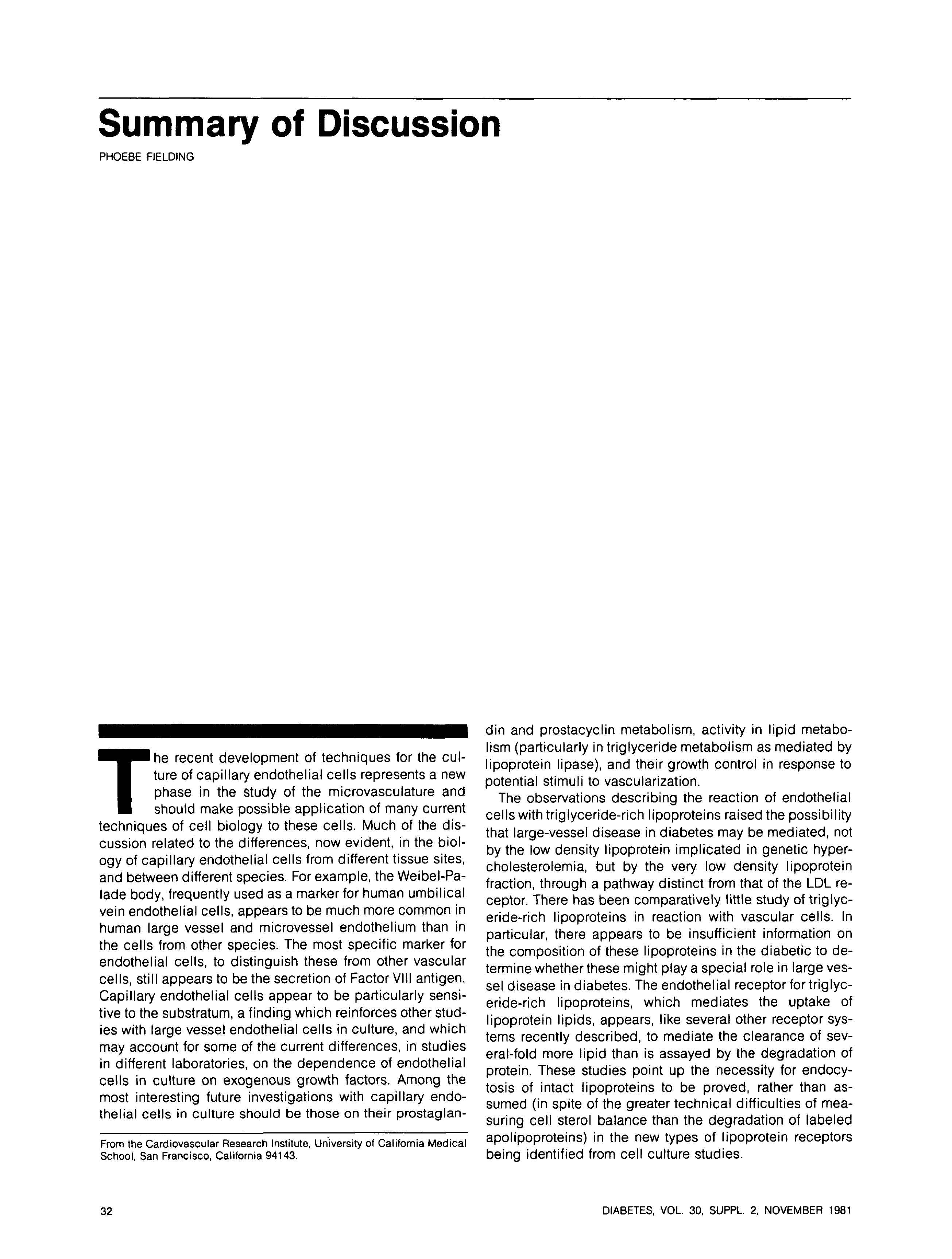 First page of Summary of Discussion