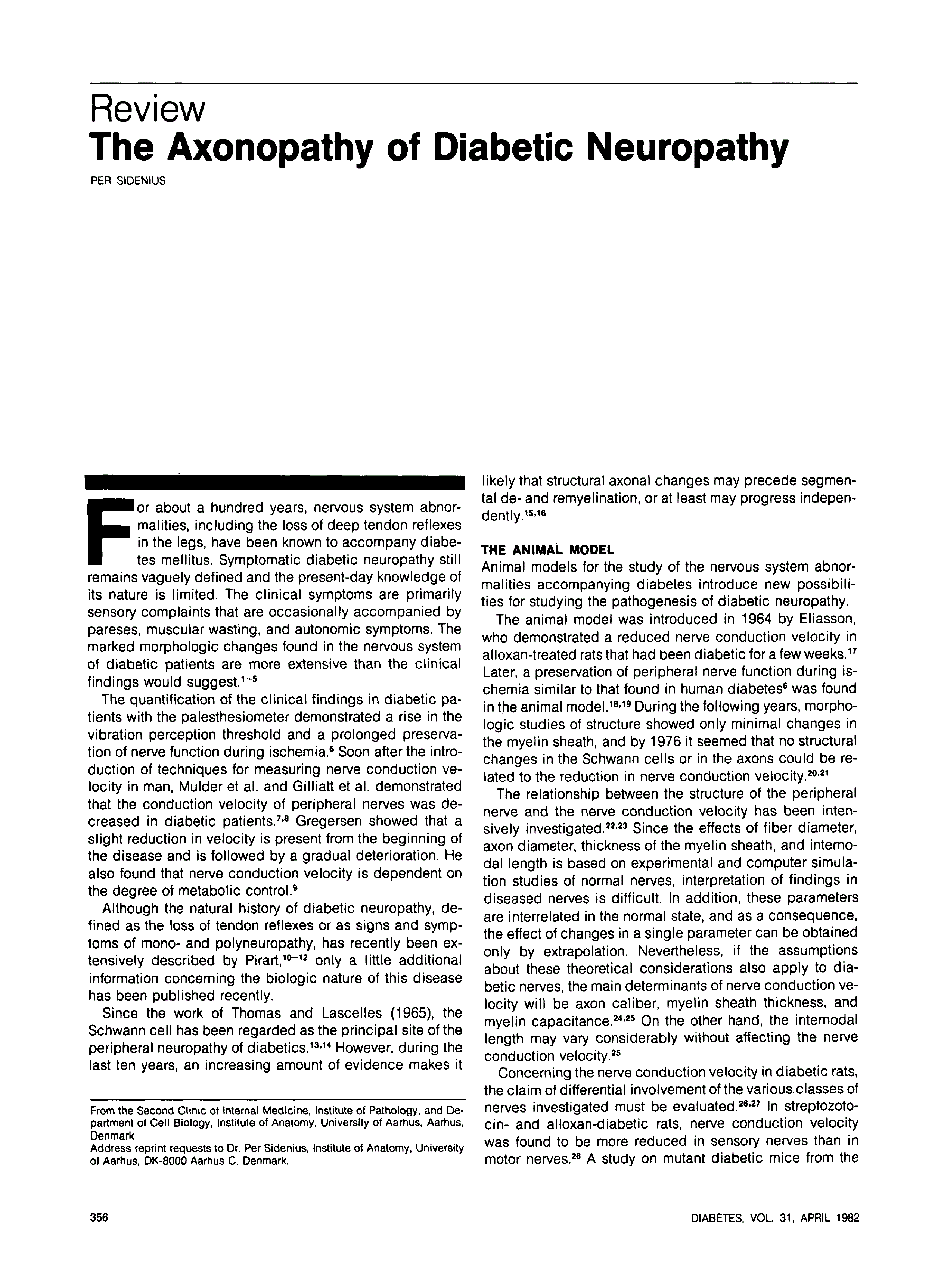 First page of The Axonopathy of Diabetic Neuropathy