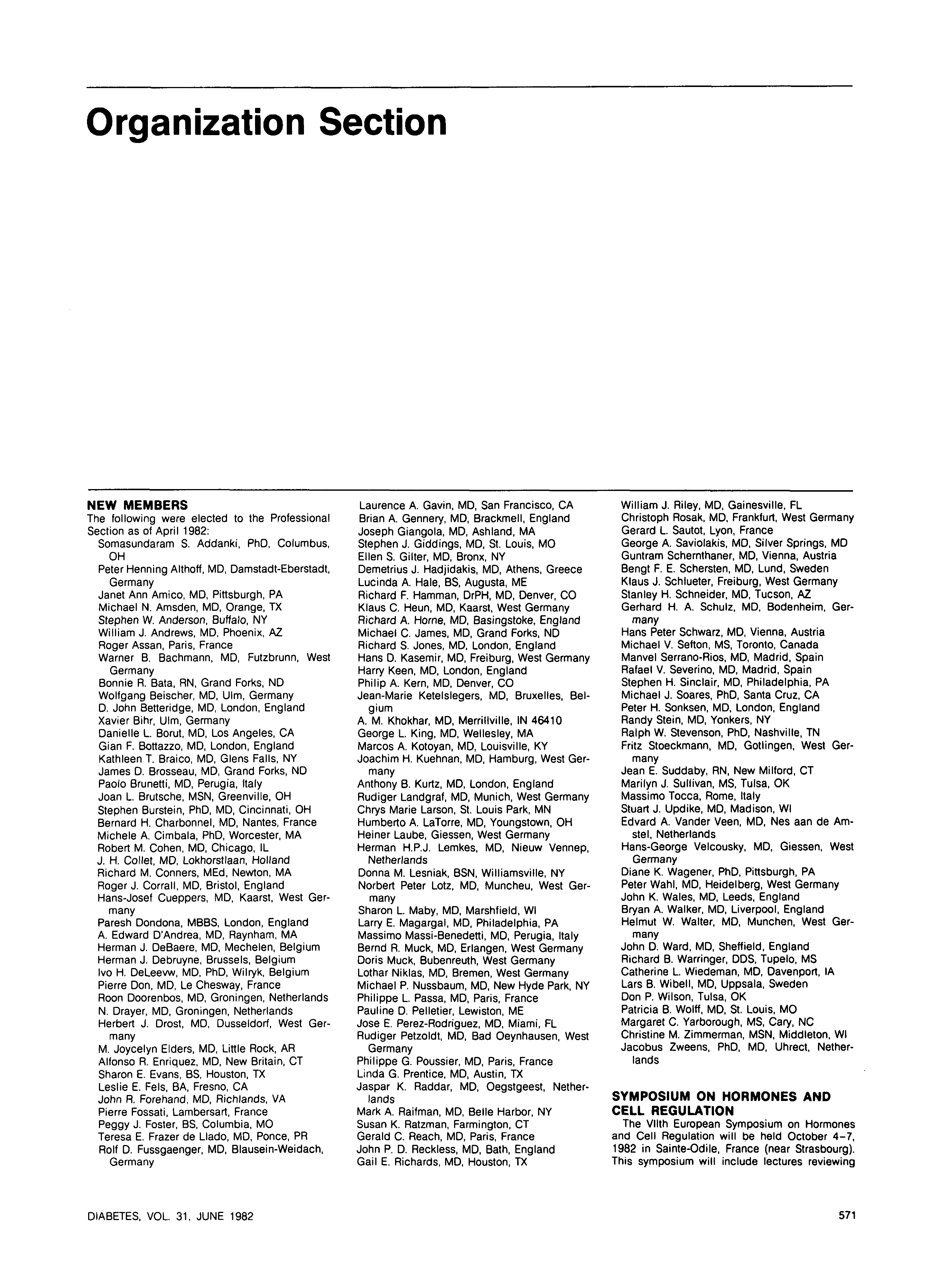 First page of Organization Section