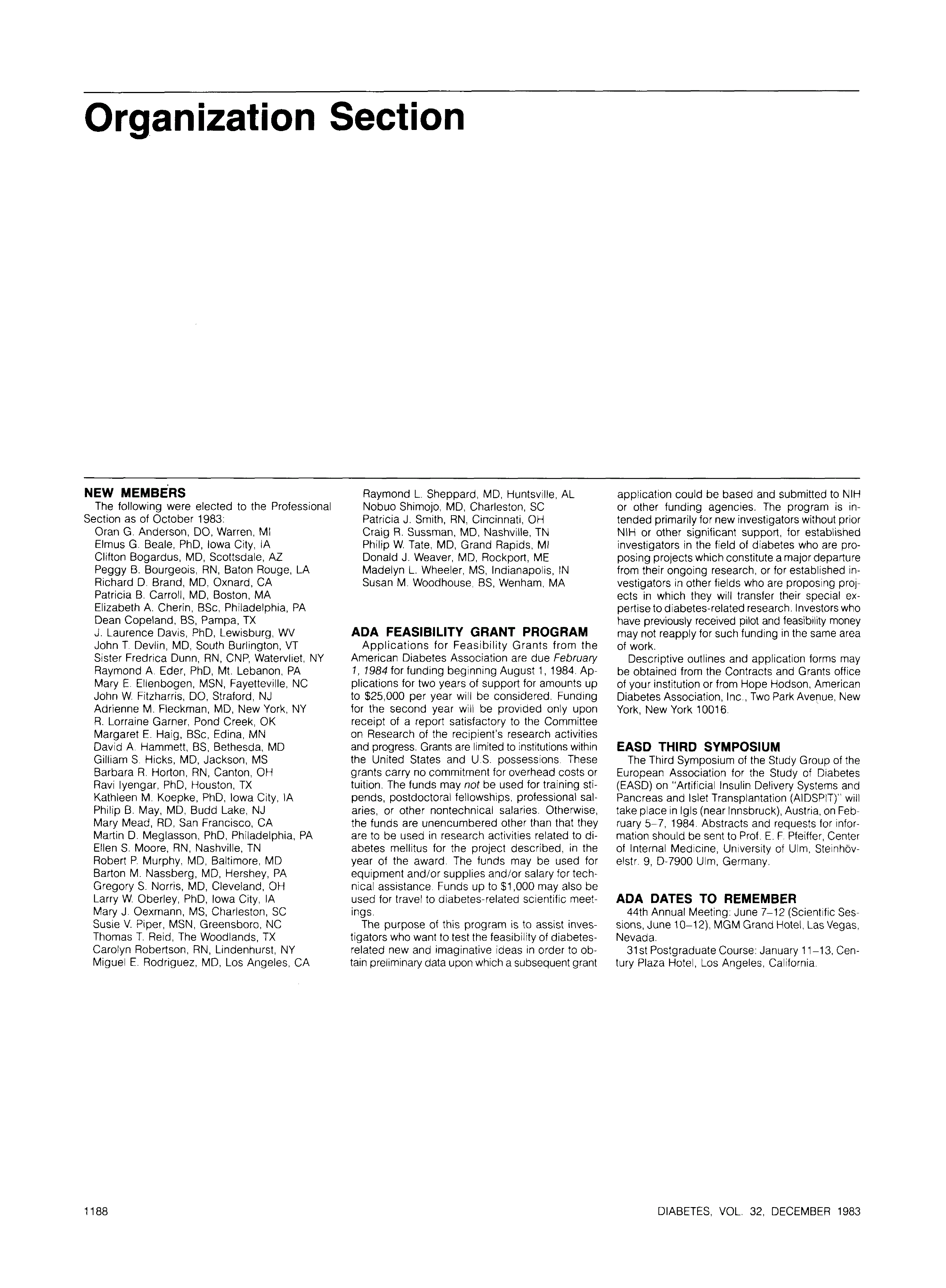 First page of Organization Section