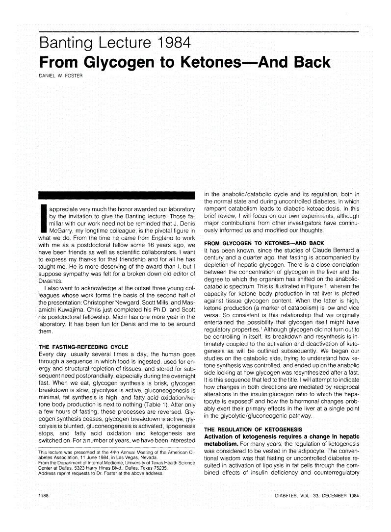 First page of From Glycogen to Ketones—And Back