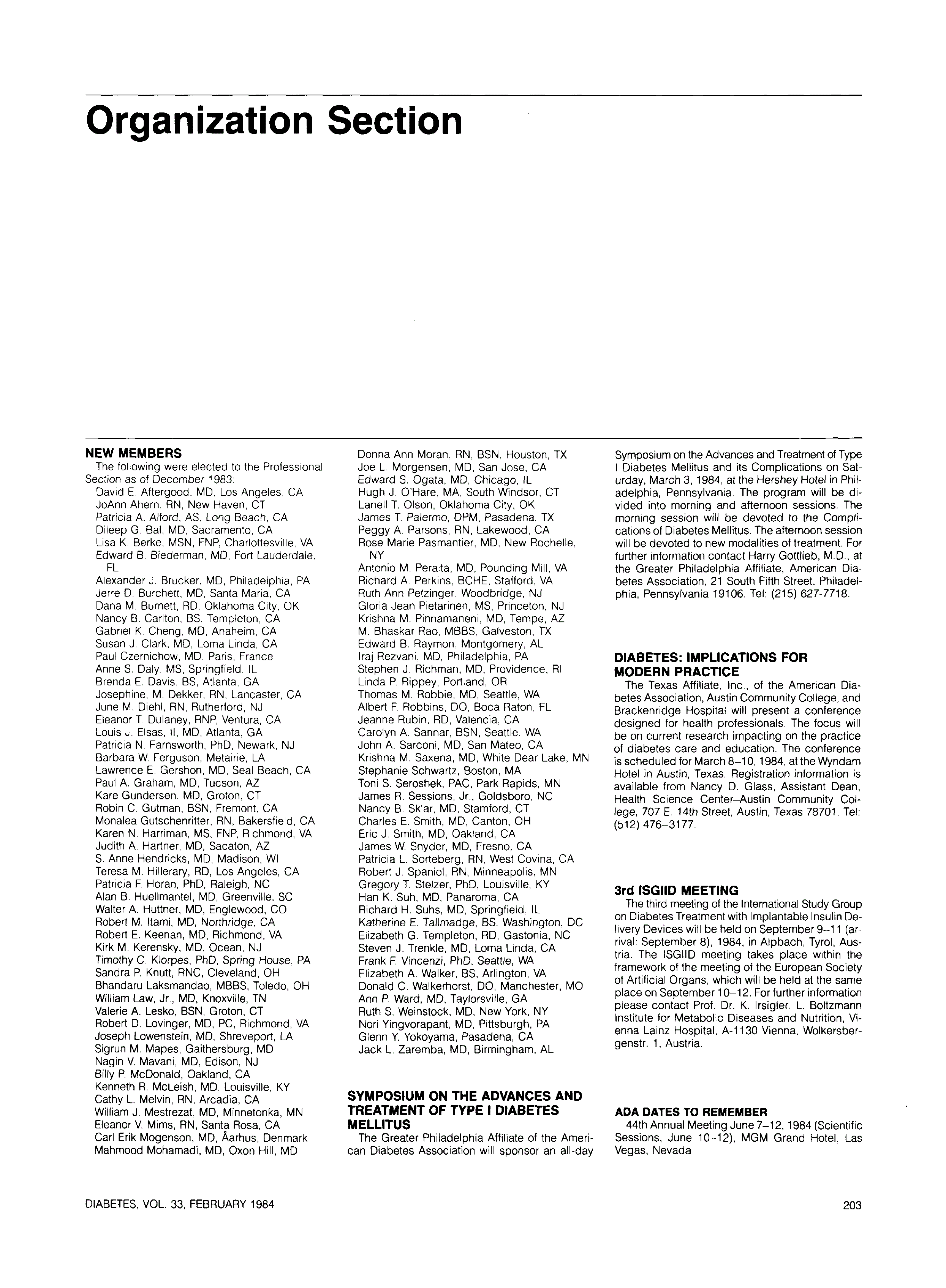 First page of Organization Section