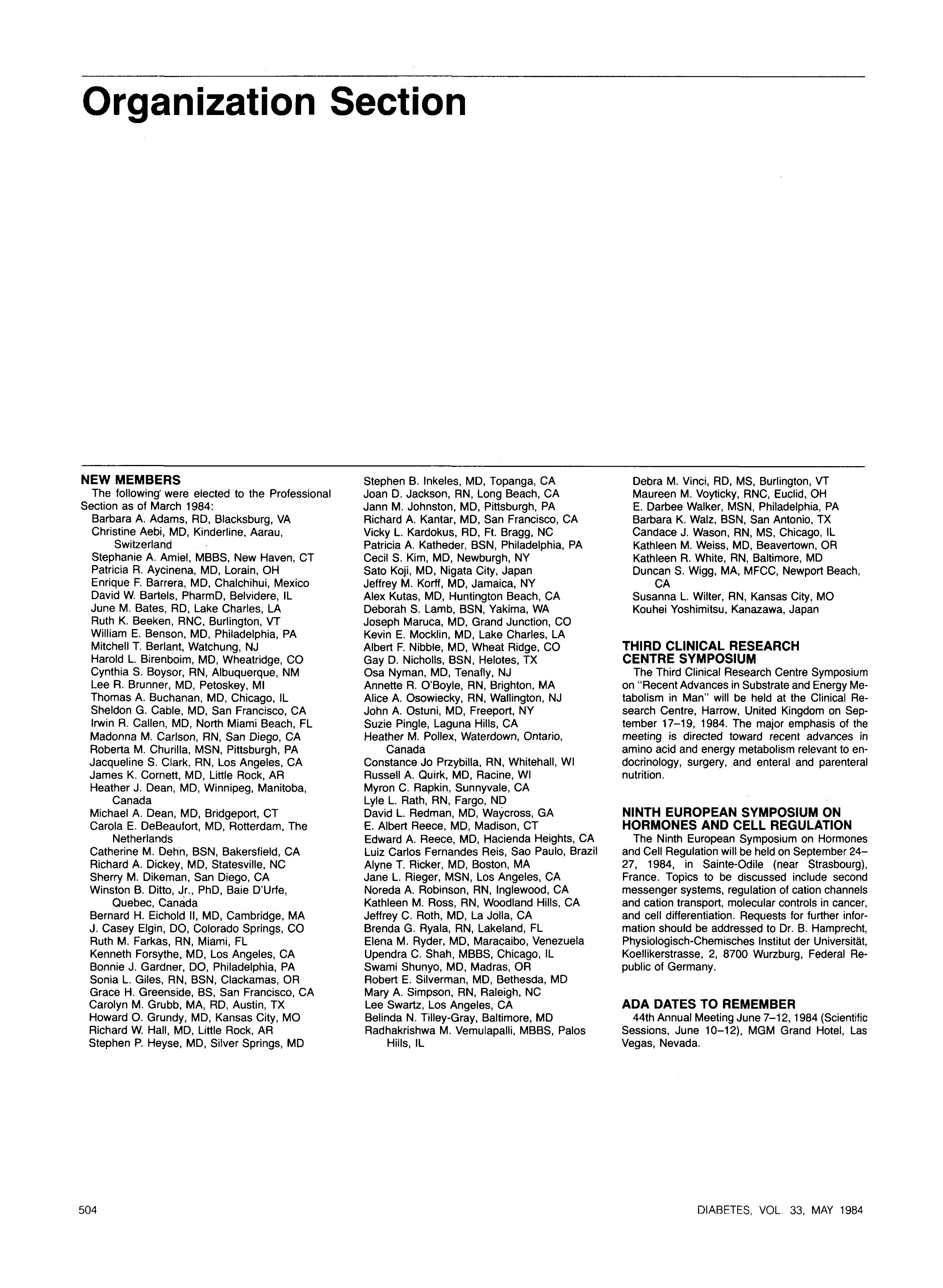 First page of Organization Section