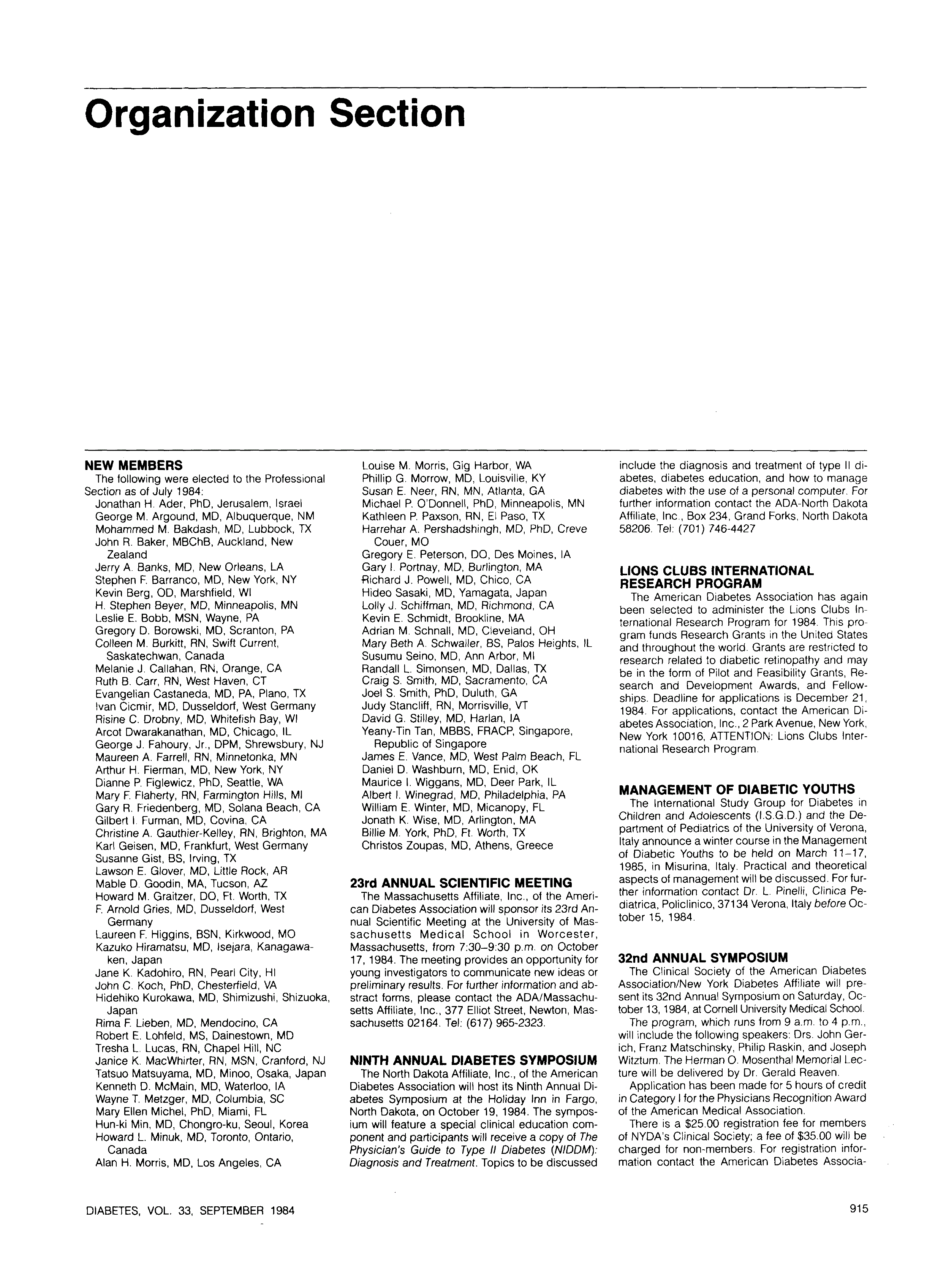 First page of Organization Section