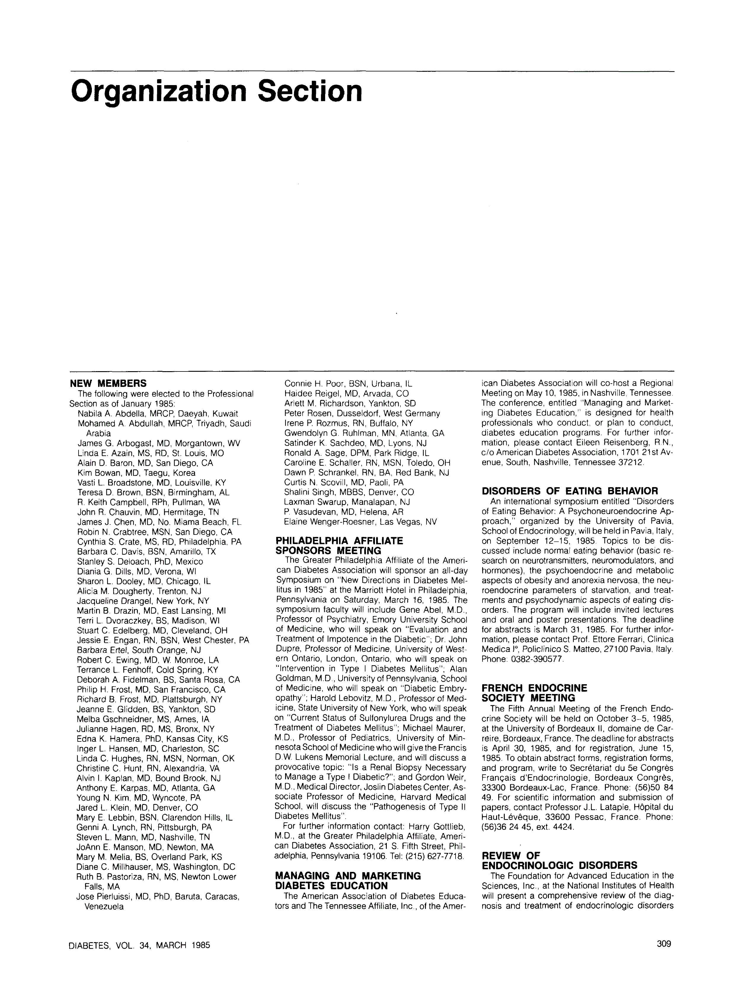 First page of Organization Section