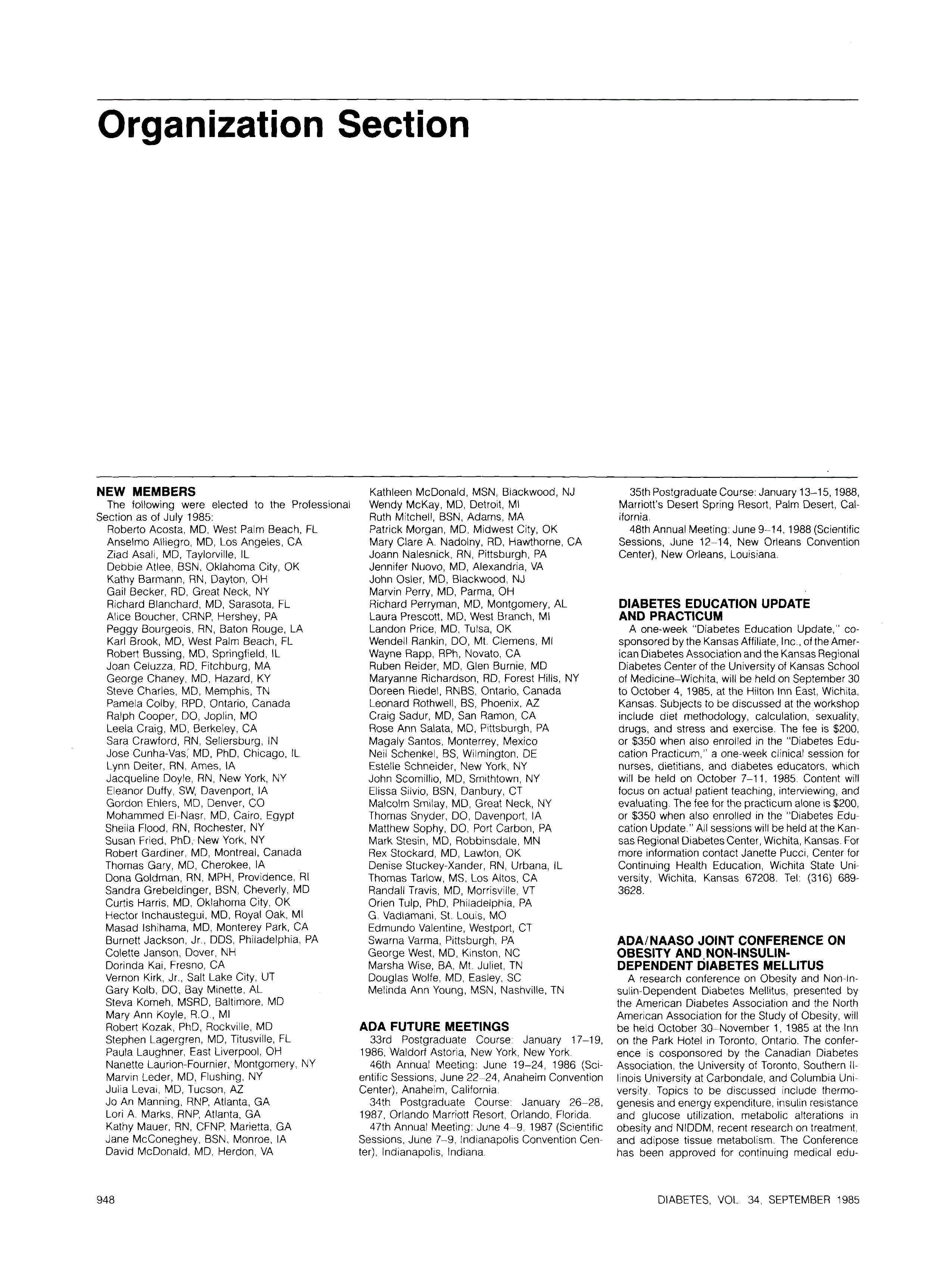 First page of Organization Section
