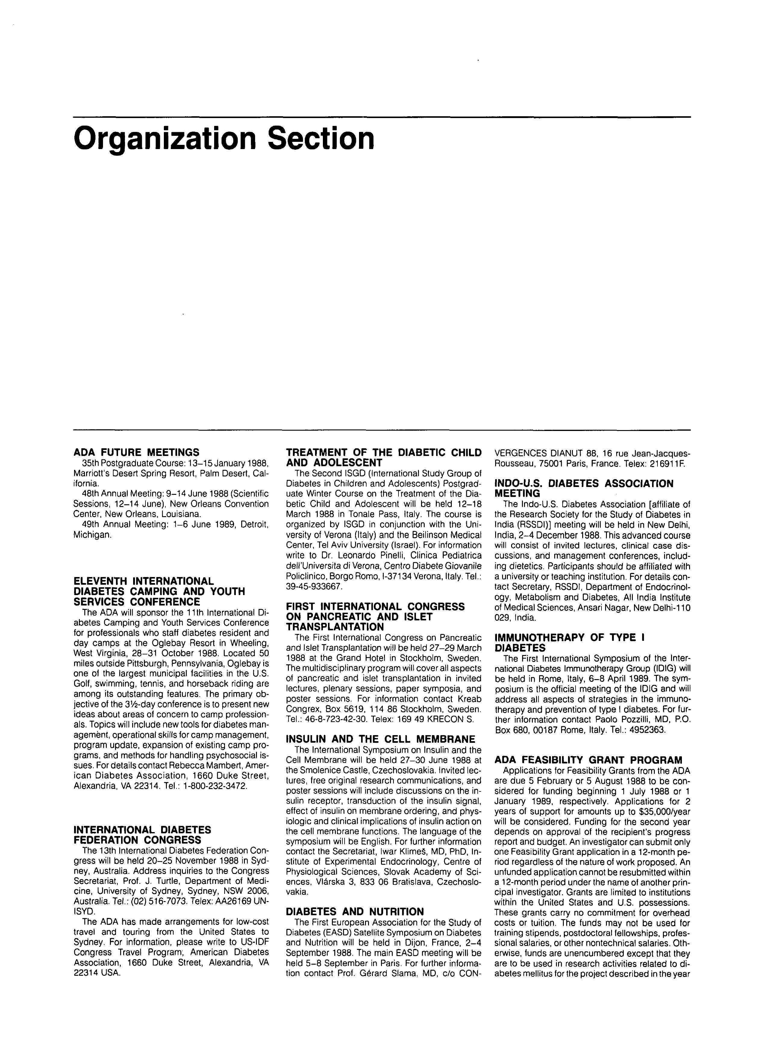 First page of Organization Section
