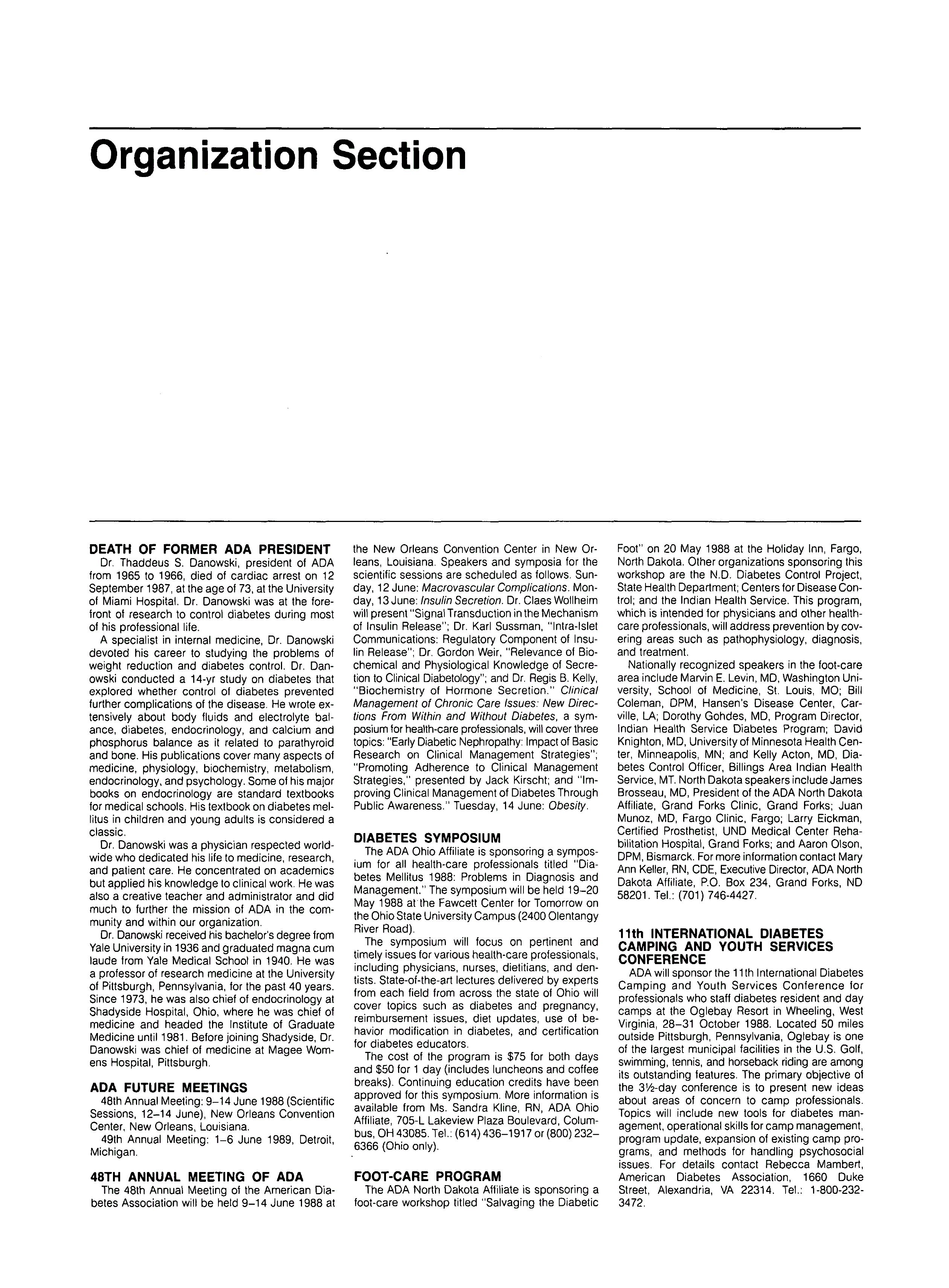 First page of Organization Section