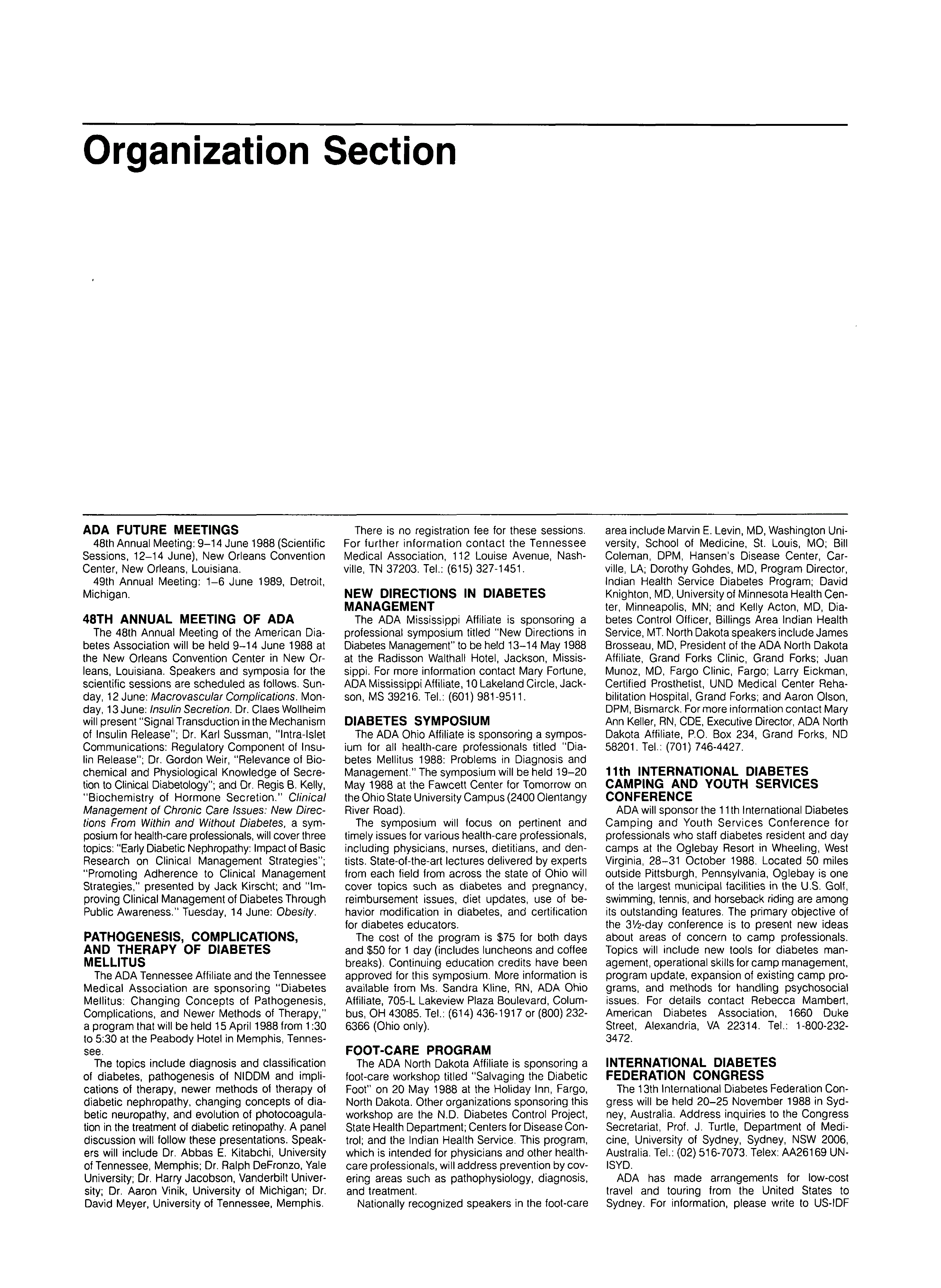 First page of Organization Section
