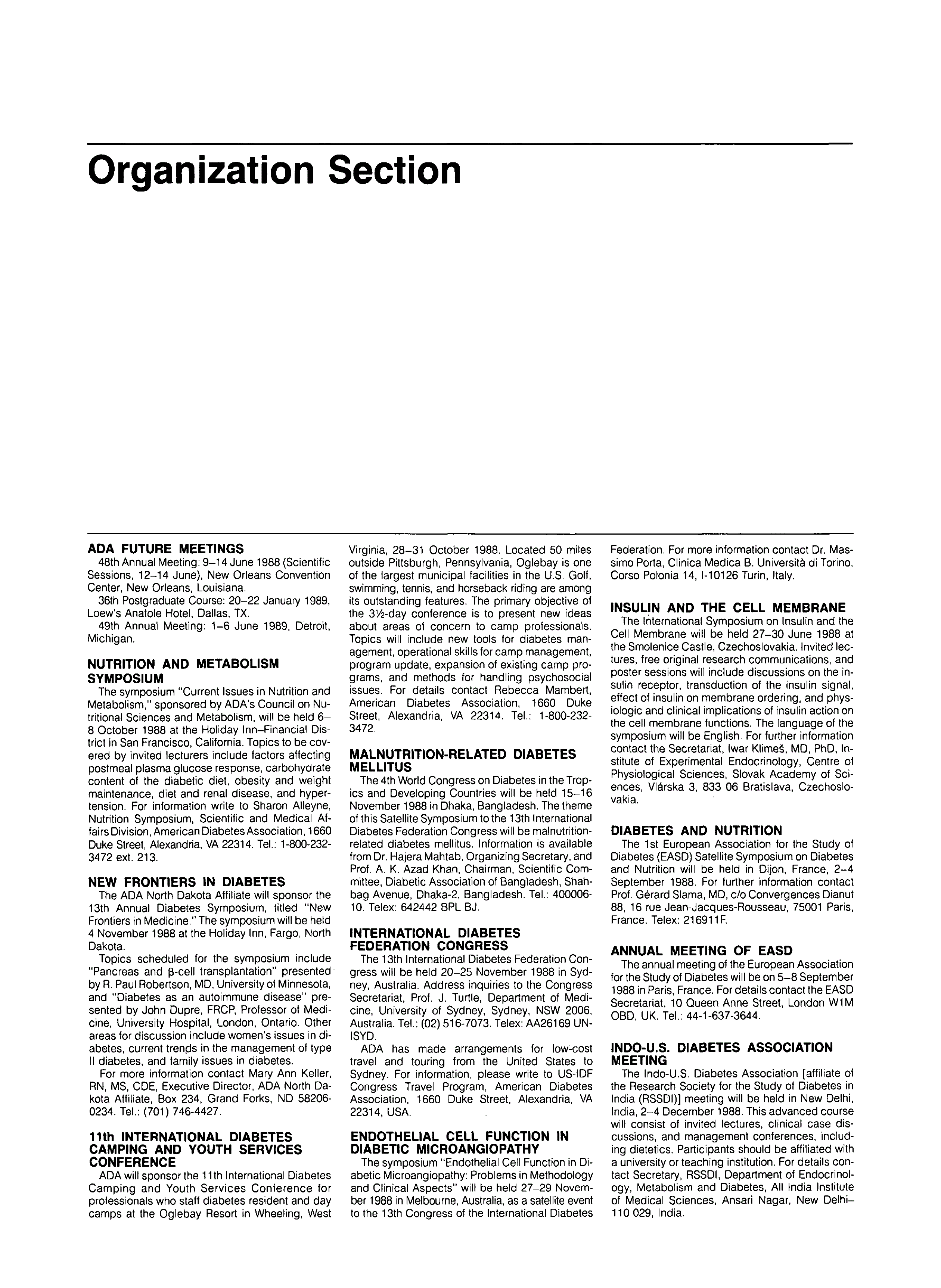 First page of Organization Section