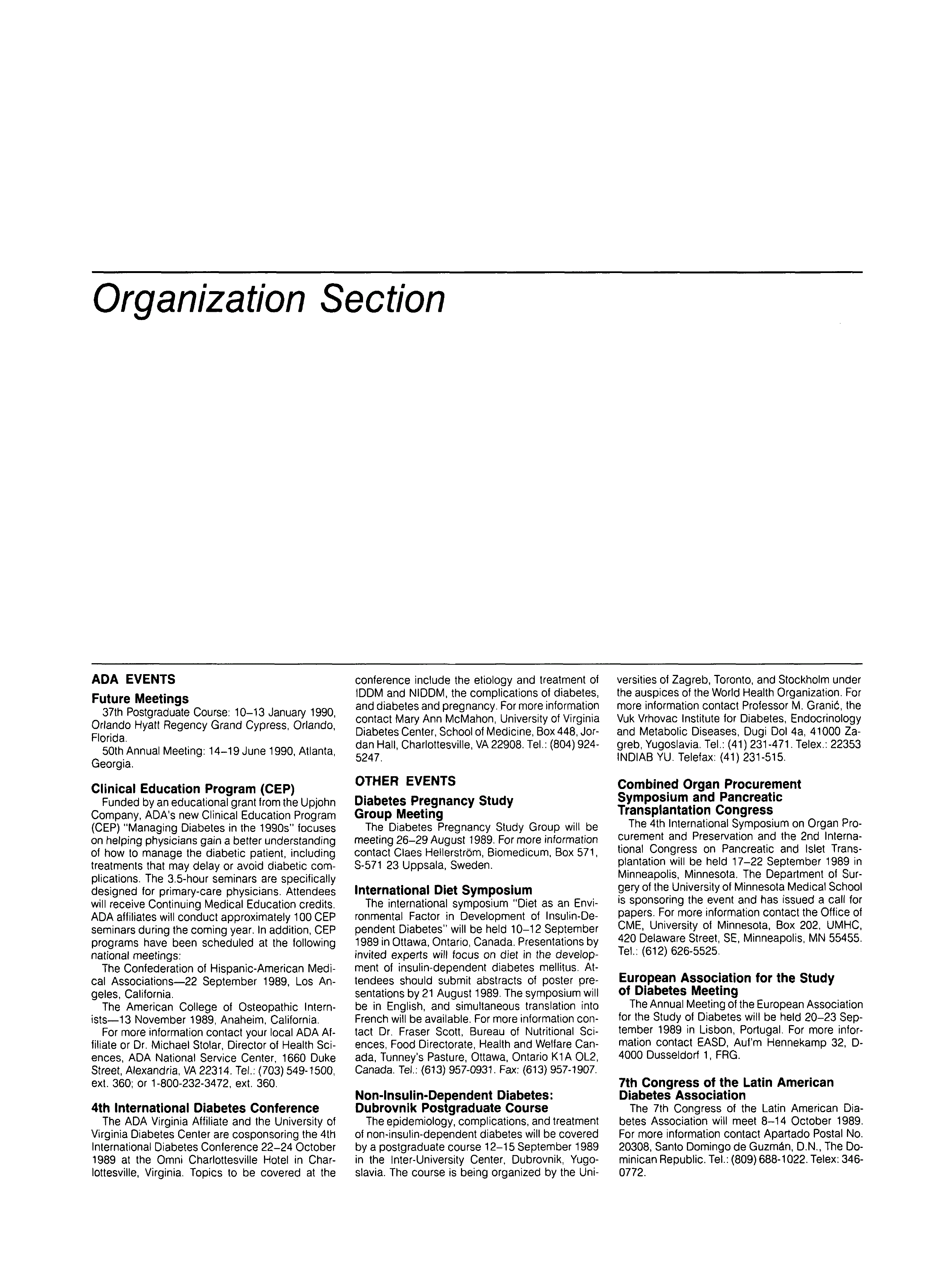 First page of Organization Section