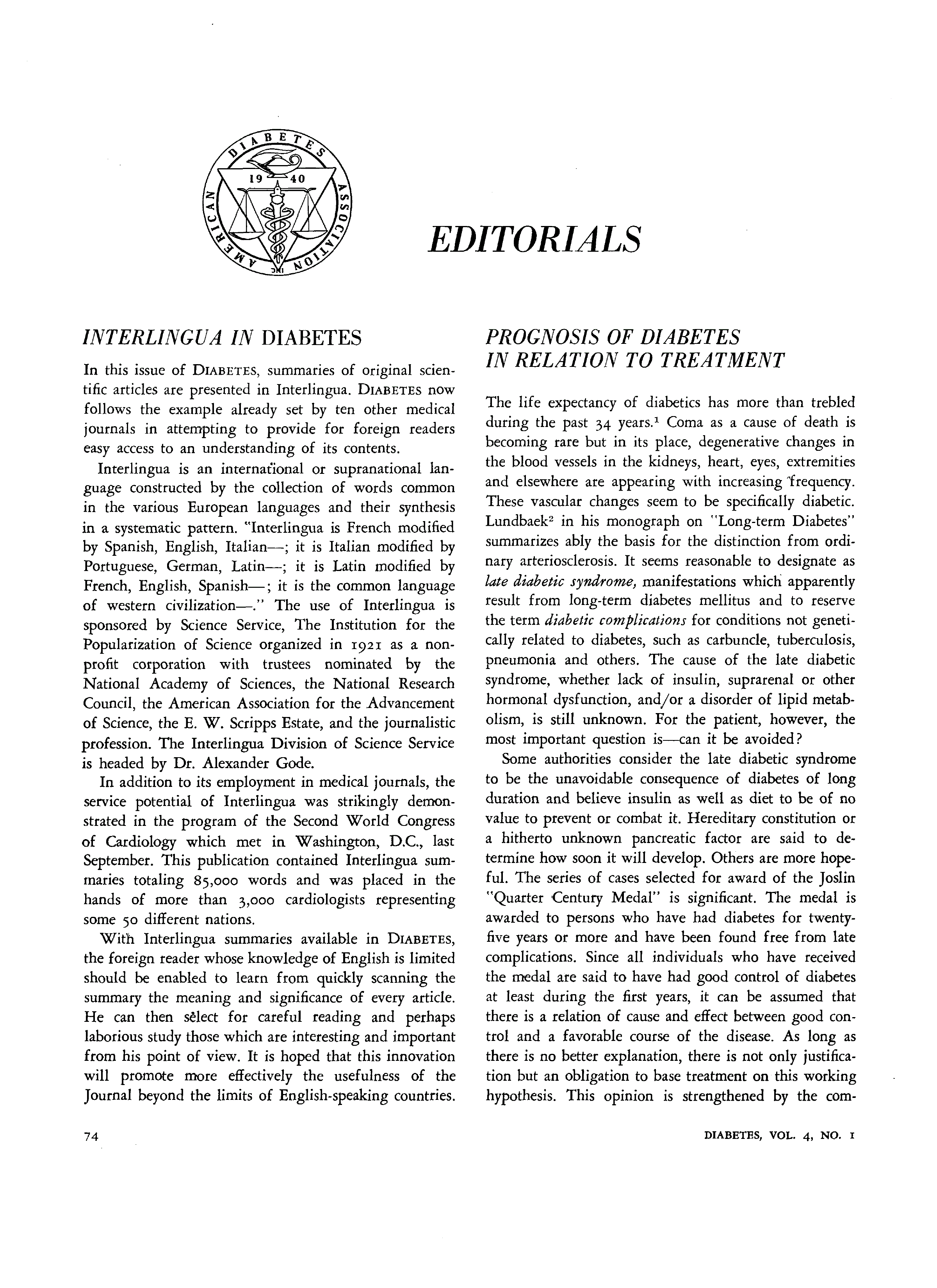 First page of Interlingua in <italic>Diabetes</italic>