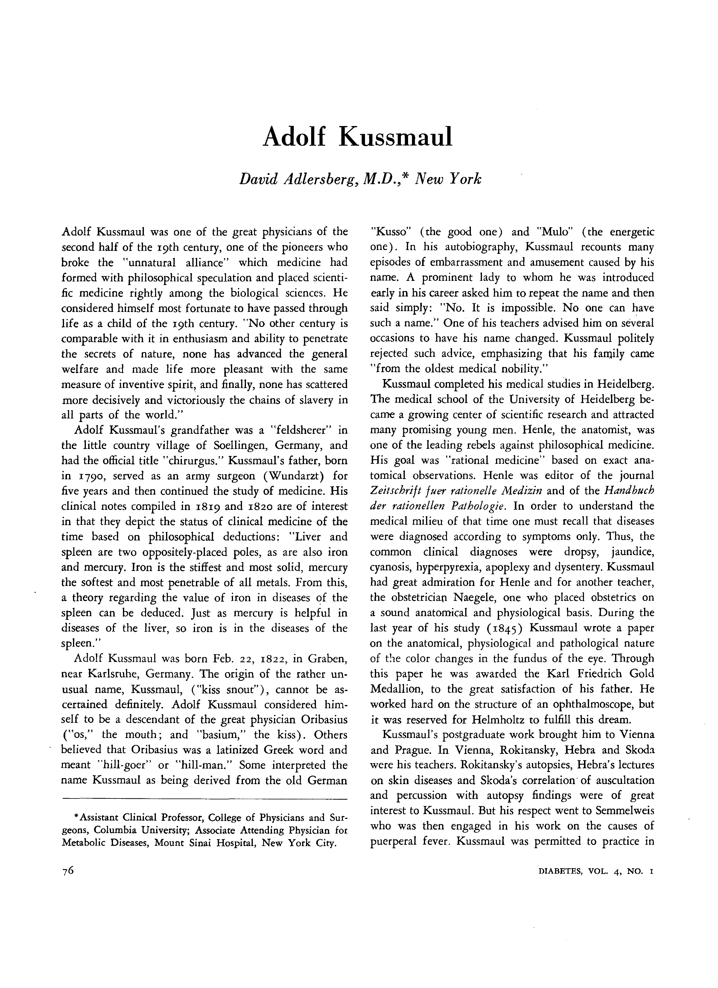 First page of Adolf Kussmaul